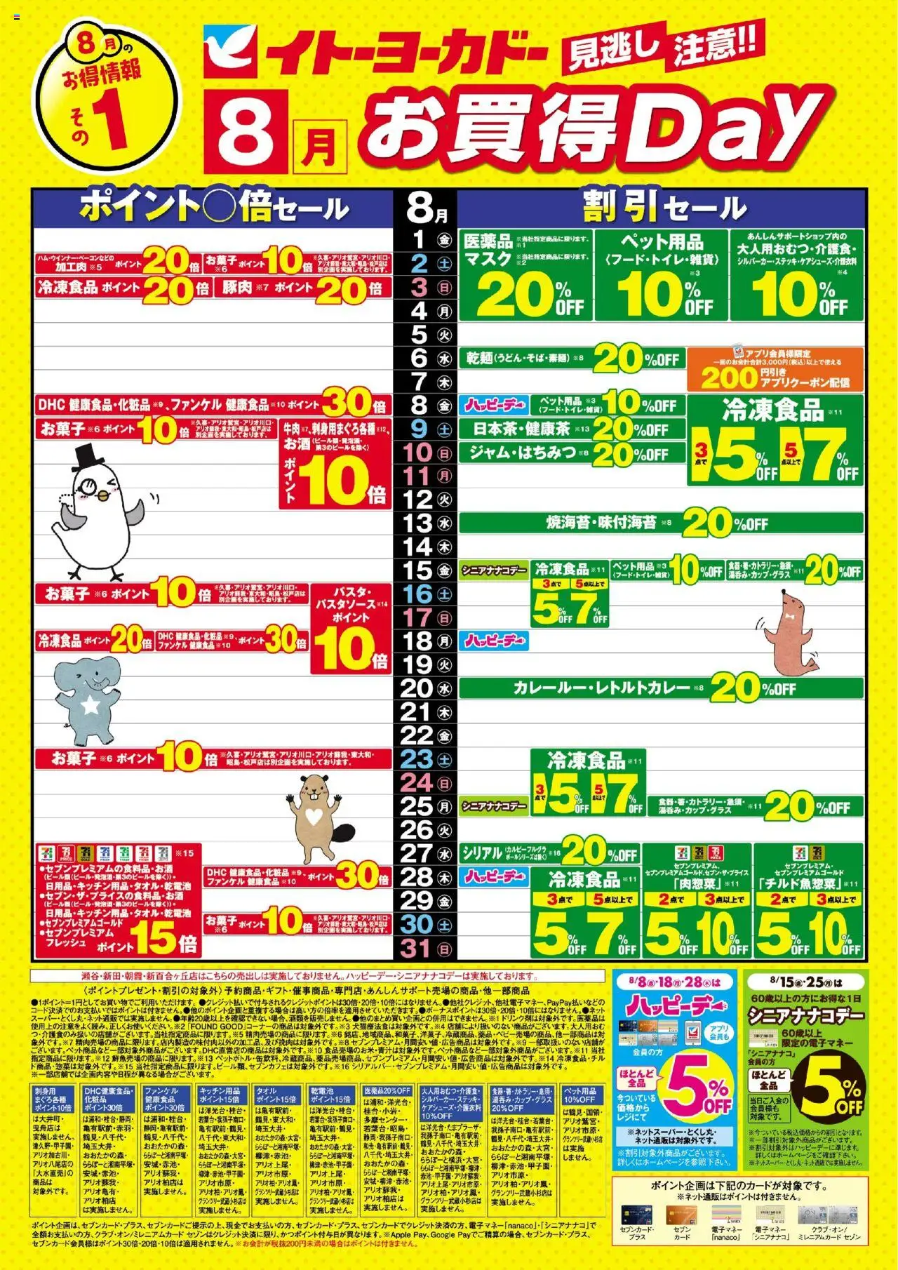 イトーヨーカドーショッ8月お買得Day /#月間安い値・アプリクーポンプは 2025/08/01から有効 - ページ番号 1 - 水, 豚肉, 牛肉, シリアル, キッチン用品