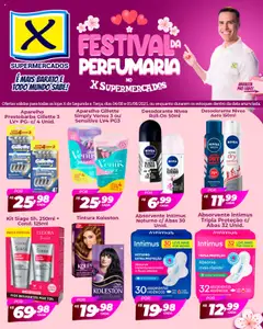 Pré-Visualização do folheto "Ofertas Festival da Perfumaria" da loja X Supermercados válido a partir de 04/08/2025