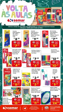 Pré-Visualização do folheto "Ofertas Voltas às Aulas" da loja Semar Supermercado válido a partir de 30/01/2026