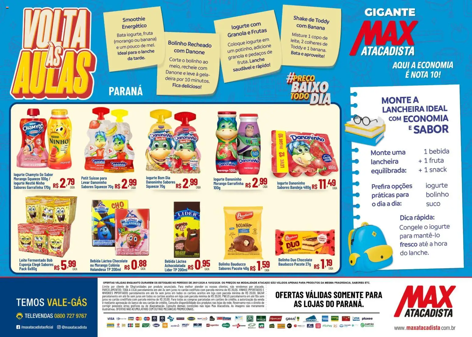 Pré-Visualização do folheto "Ofertas Voltas às Aulas" da loja Max Atacadista válido a partir de 26/01/2026