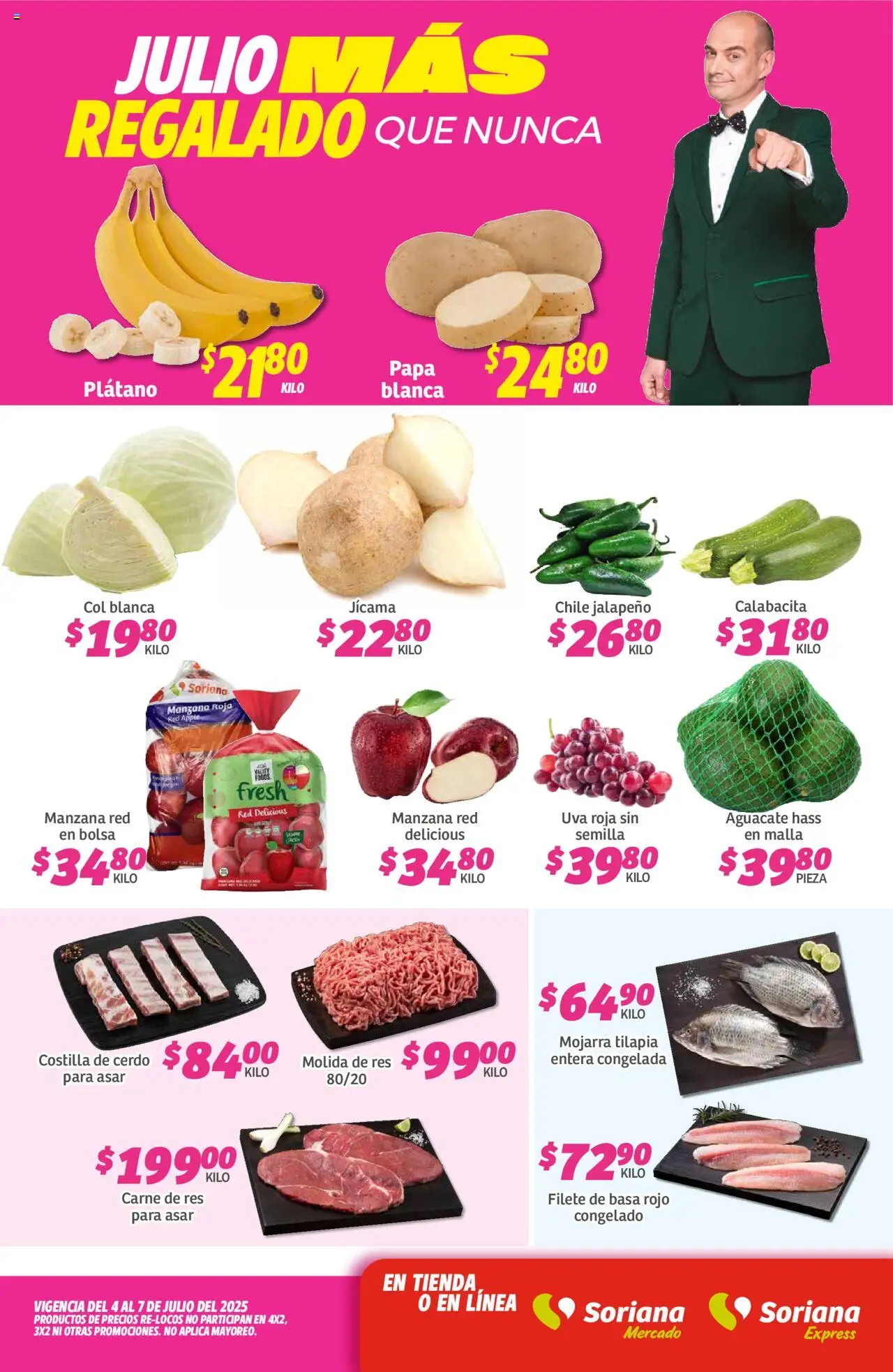 Fin de Semana Mercado: Nuevo León Soriana y sus promociones válidas desde el 04/07/2025 - Número de página 1 - Papa, Chile, Filete, Bolsa, Manzana, Uva, Res, Carne