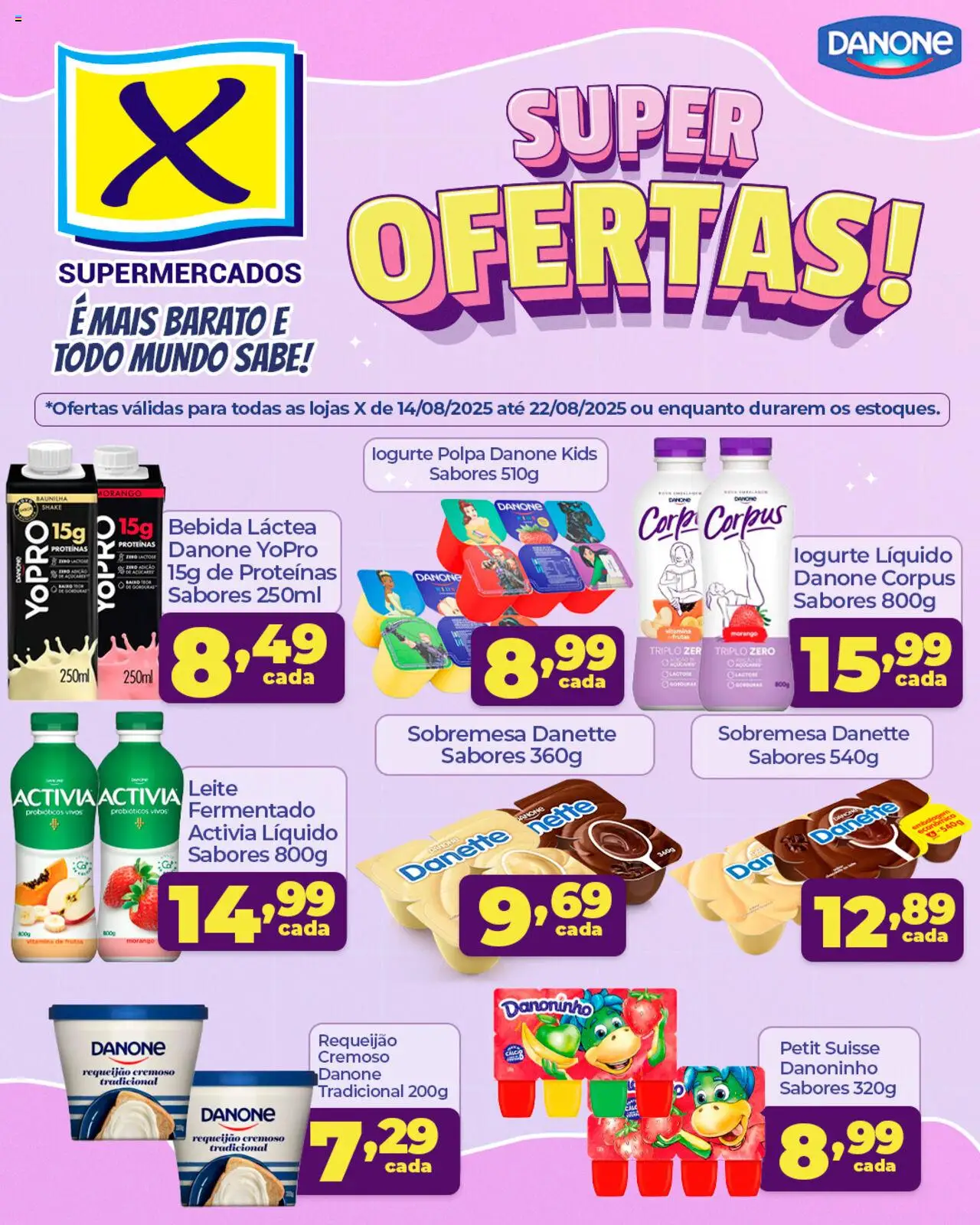 X Supermercados folheto "Ofertas Danone" válido a partir de 14/08/2025 - número de página 1