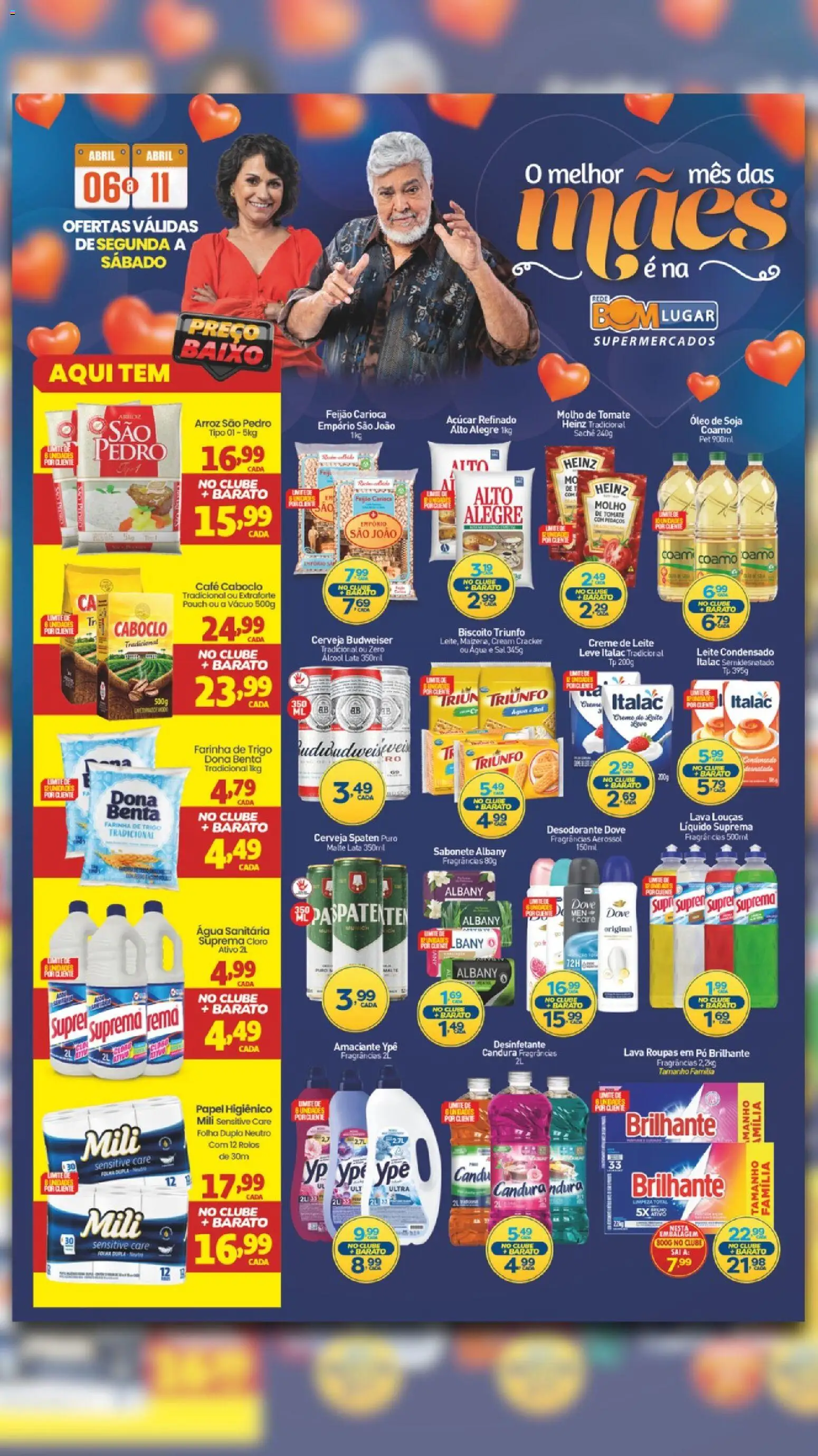 Pré-Visualização do folheto "Rede Bom Lugar - Ofertas da semana" da loja Rede Bom Lugar válido a partir de 06/04/2026 - Café, Cerveja, Roupas, Feijão, Sabonete, Creme, Pó, Farinha