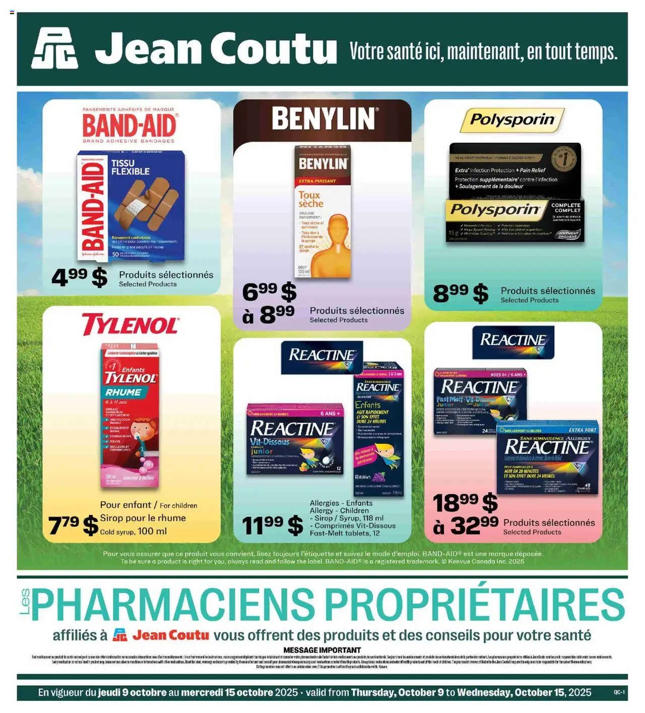 Jean Coutu flyer valid from Oct 09, 2025 - page number 1