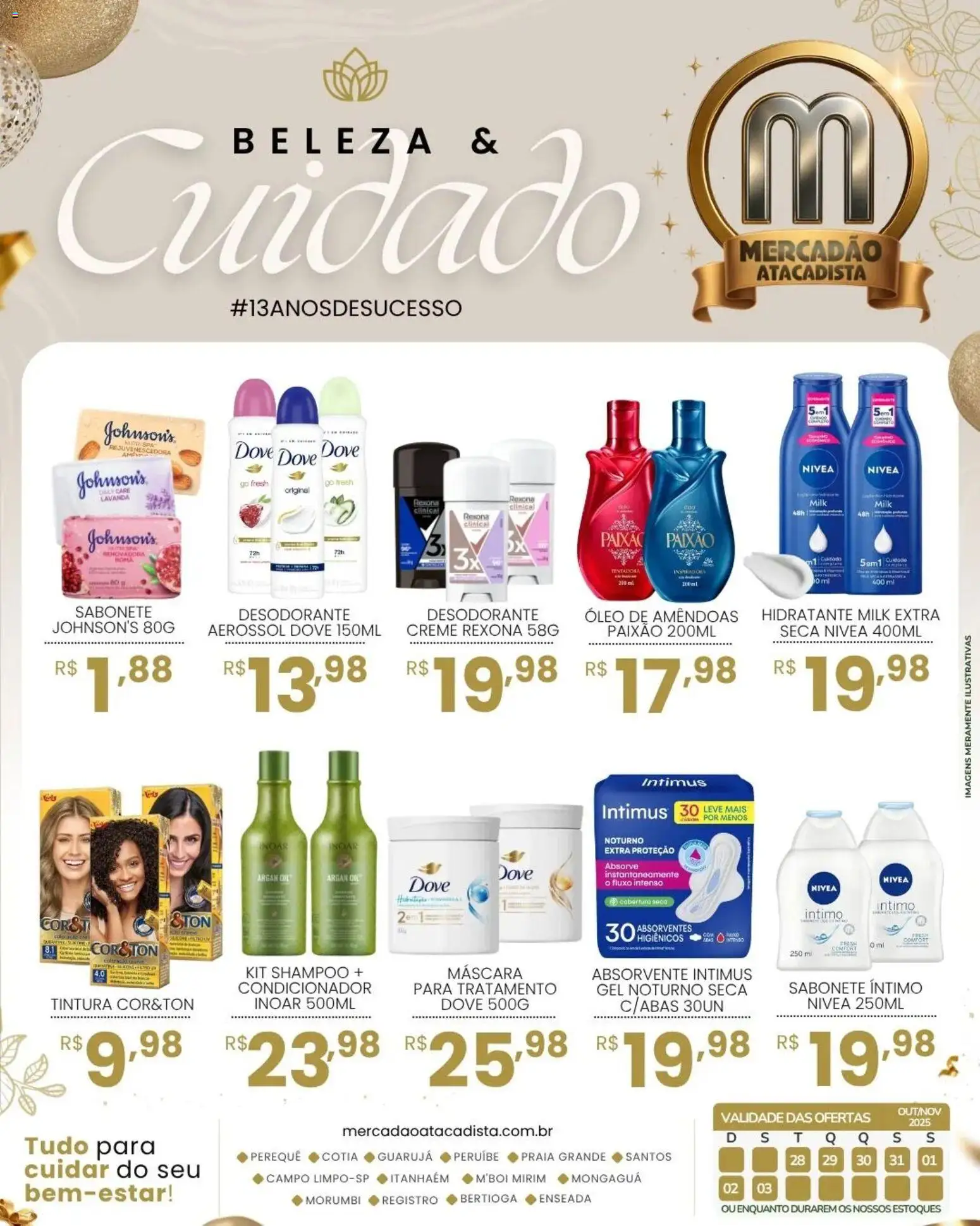 Pré-Visualização do folheto "Ofertas Beleza & Cuidado" da loja Mercadão Atacadista válido a partir de 28/10/2025