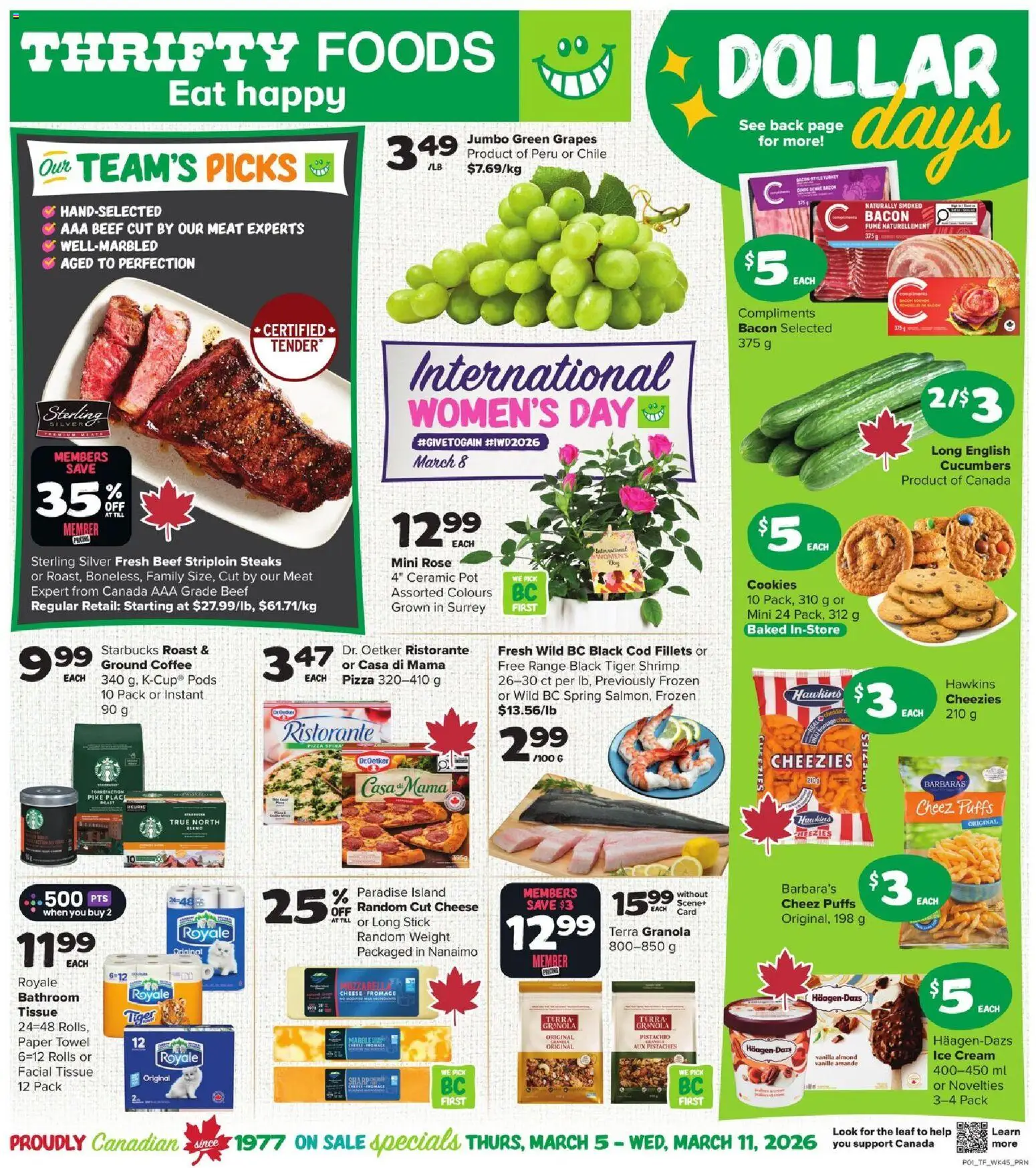 Preview of leaflet Thrifty Foods weekly flyer / circulaire from shop Thrifty Foods is valid from Mar 05, 2026