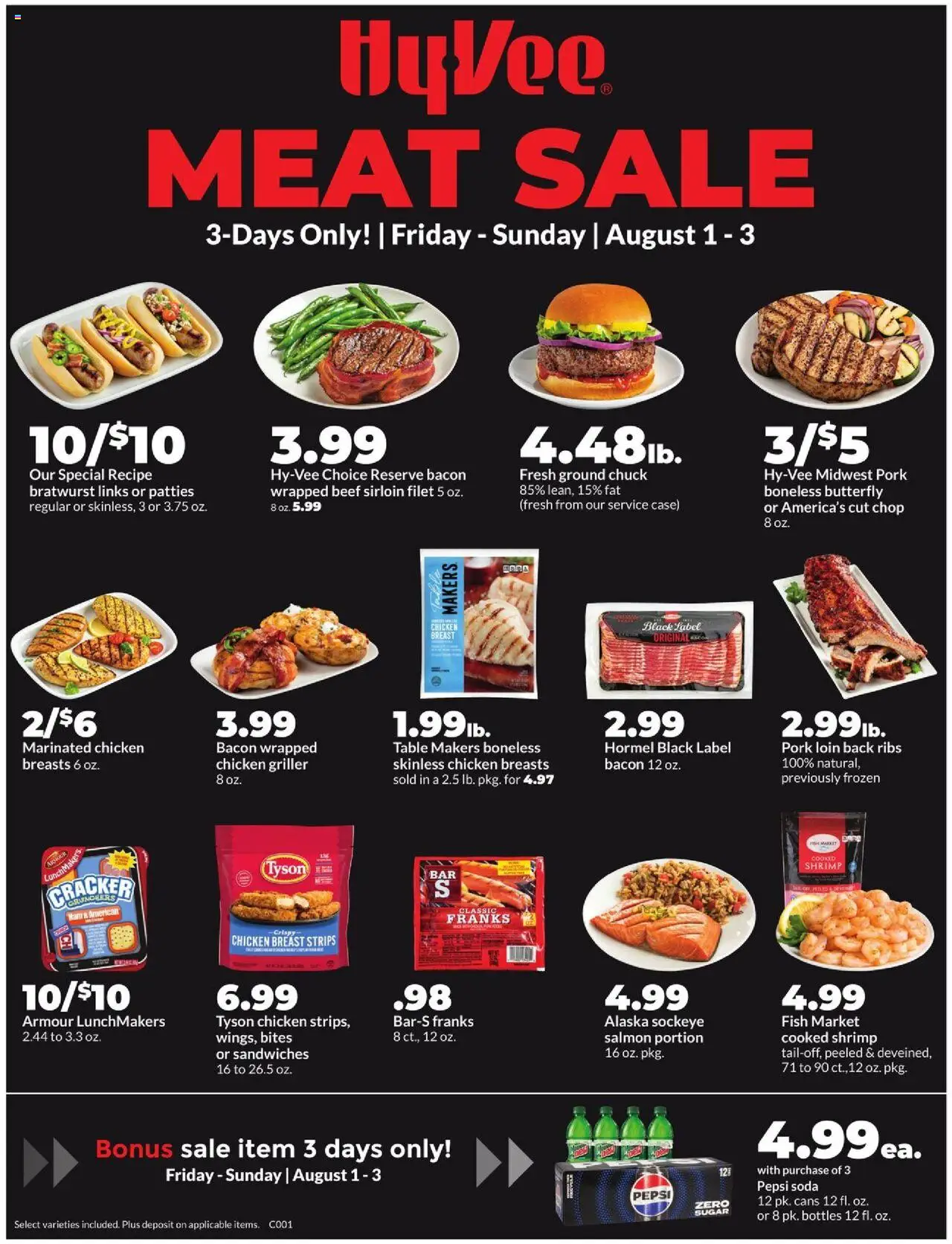 HyVee Meat Sale from 08/01/2025 - Flyer - Page number 1