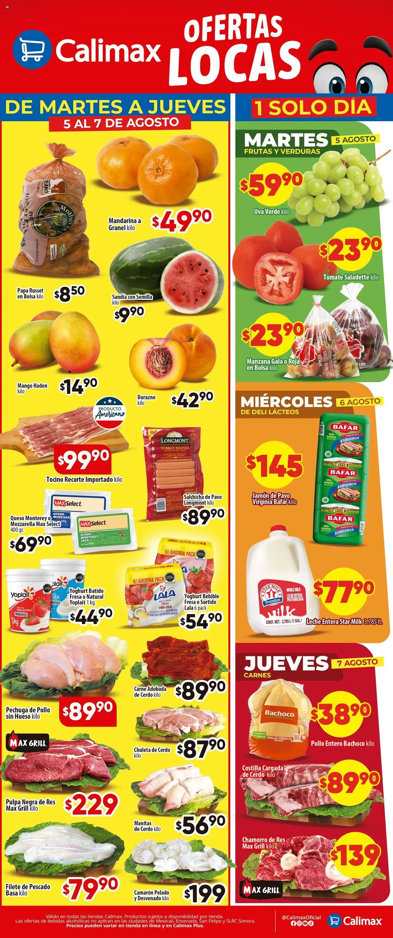 Folleto Martes a Jueves Calimax y sus promociones válidas desde el 05/08/2025 - Número de página 1
