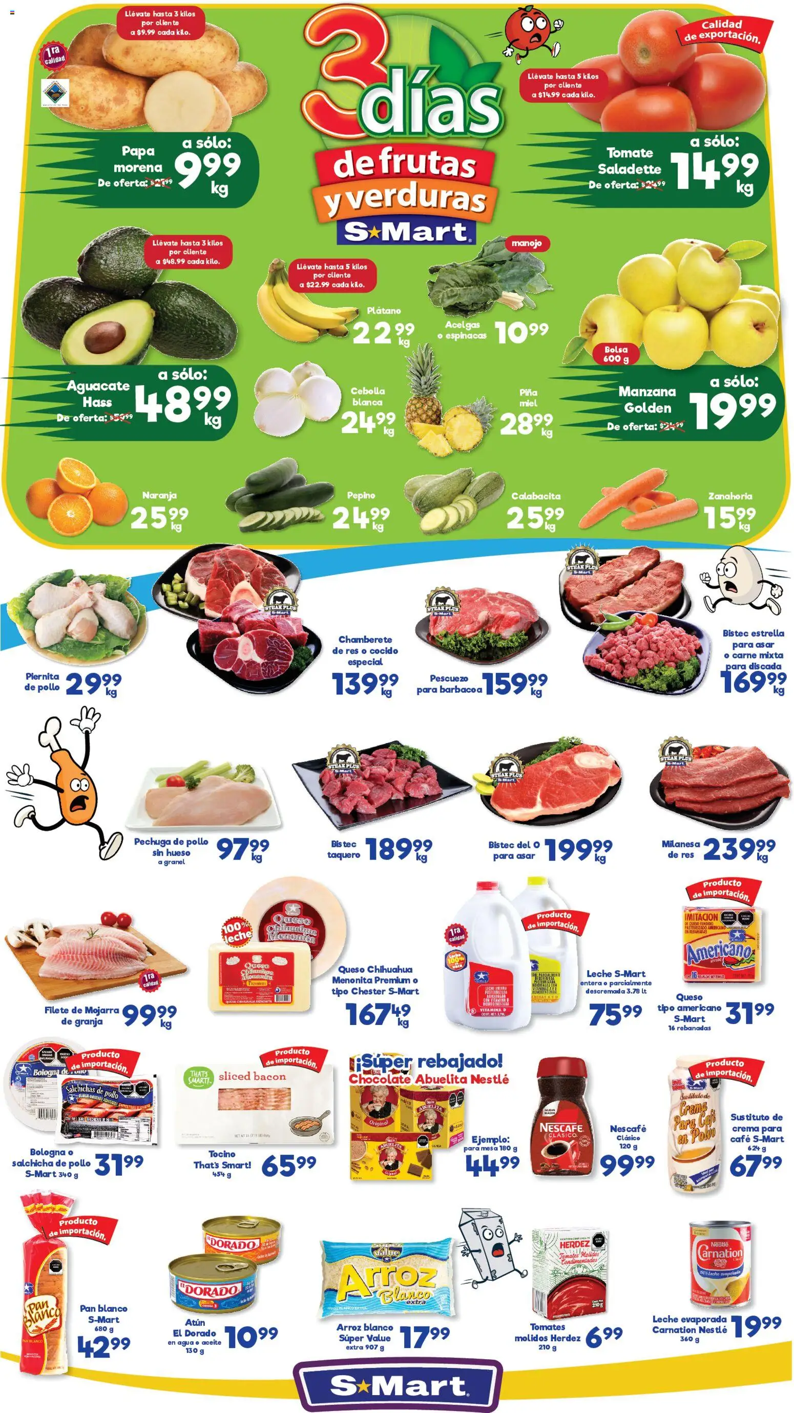 Vista previa las ofertas de la tienda S-Mart - Folleto Nuevo Laredo desde el 06/01/2026 - Agua, Pollo, Verduras, Bolsa, Aguacate, Mesa, Tocino, Res
