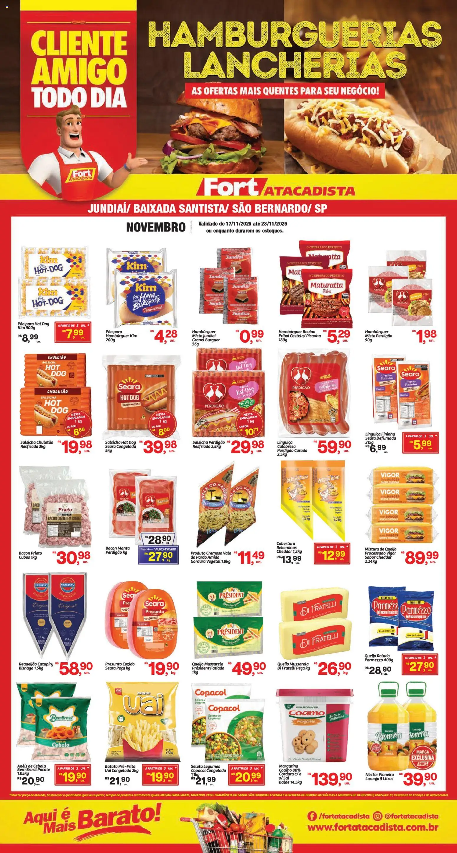 Pré-Visualização do folheto "Ofertas Hamburguerias Lancherias" da loja Fort Atacadista válido a partir de 17/11/2025