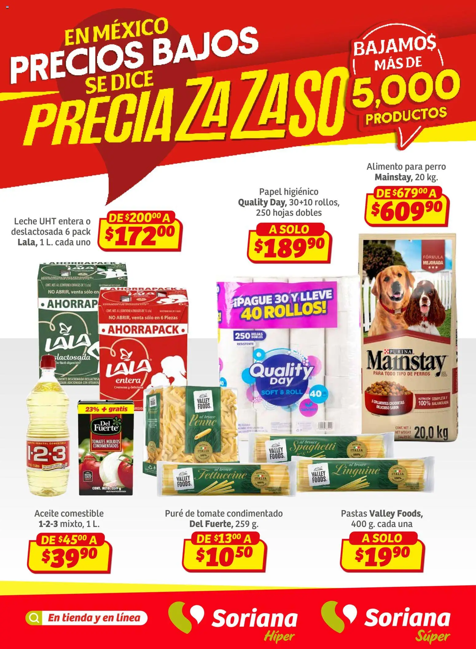 Vista previa las ofertas de la tienda Soriana - Preciazazaso Híper: Frontera Chih, Coah, Tamaulipas desde el 30/01/2026 - Tomate, Tomates, Leche, Aceite, Papel higiénico, Pure de Tomate, Croquetas, Puré