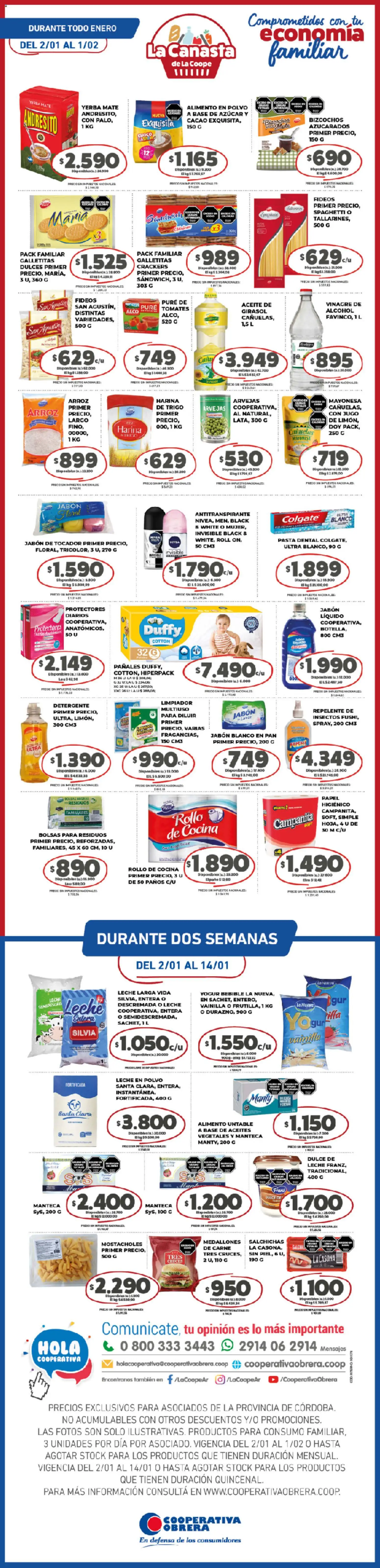 Vista previa del folleto de la tienda Cooperativa Obrera válido desde el 02/01/2026 