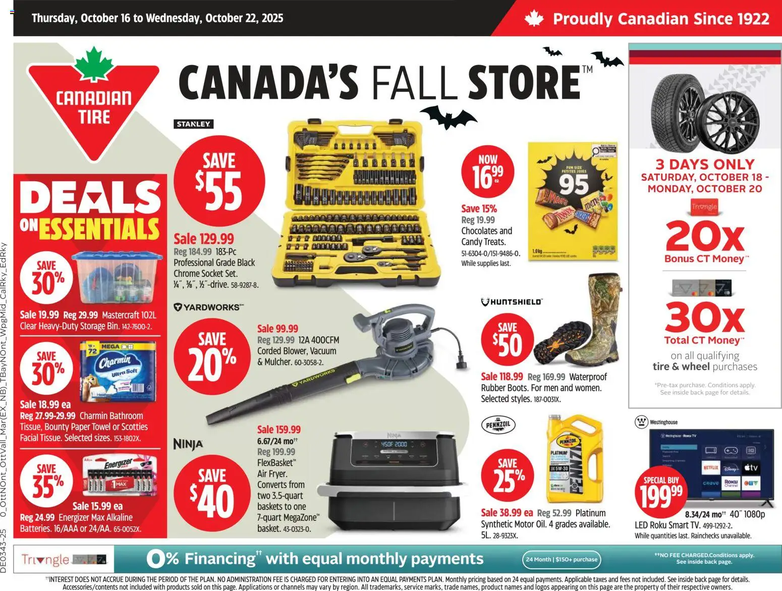 Canadian Tire flyer valid from Oct 16, 2025 - page number 1