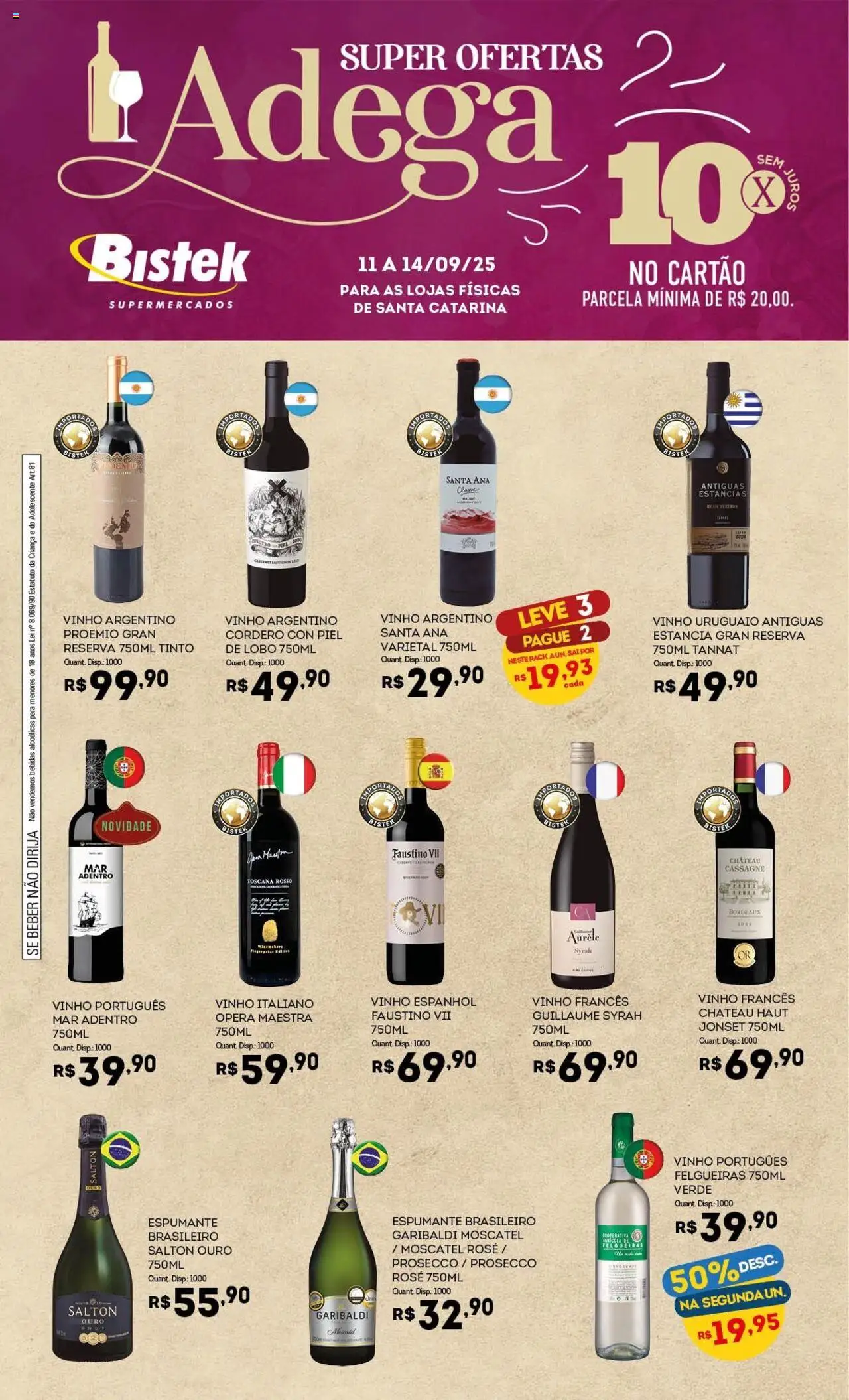 Bistek Supermercados folheto "Ofertas Adega" válido a partir de 11/09/2025 - número de página 1