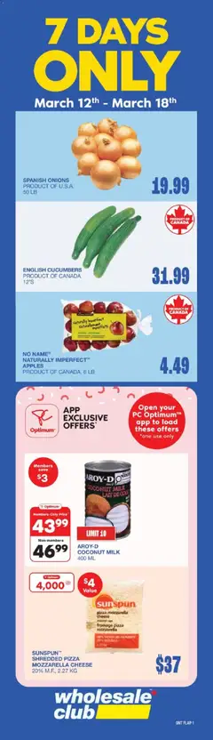 Un aperçu du dépliant Wholesale Club weekly flyer / circulaire du magasin Wholesale Club est valide à partir 12 mars 2026
