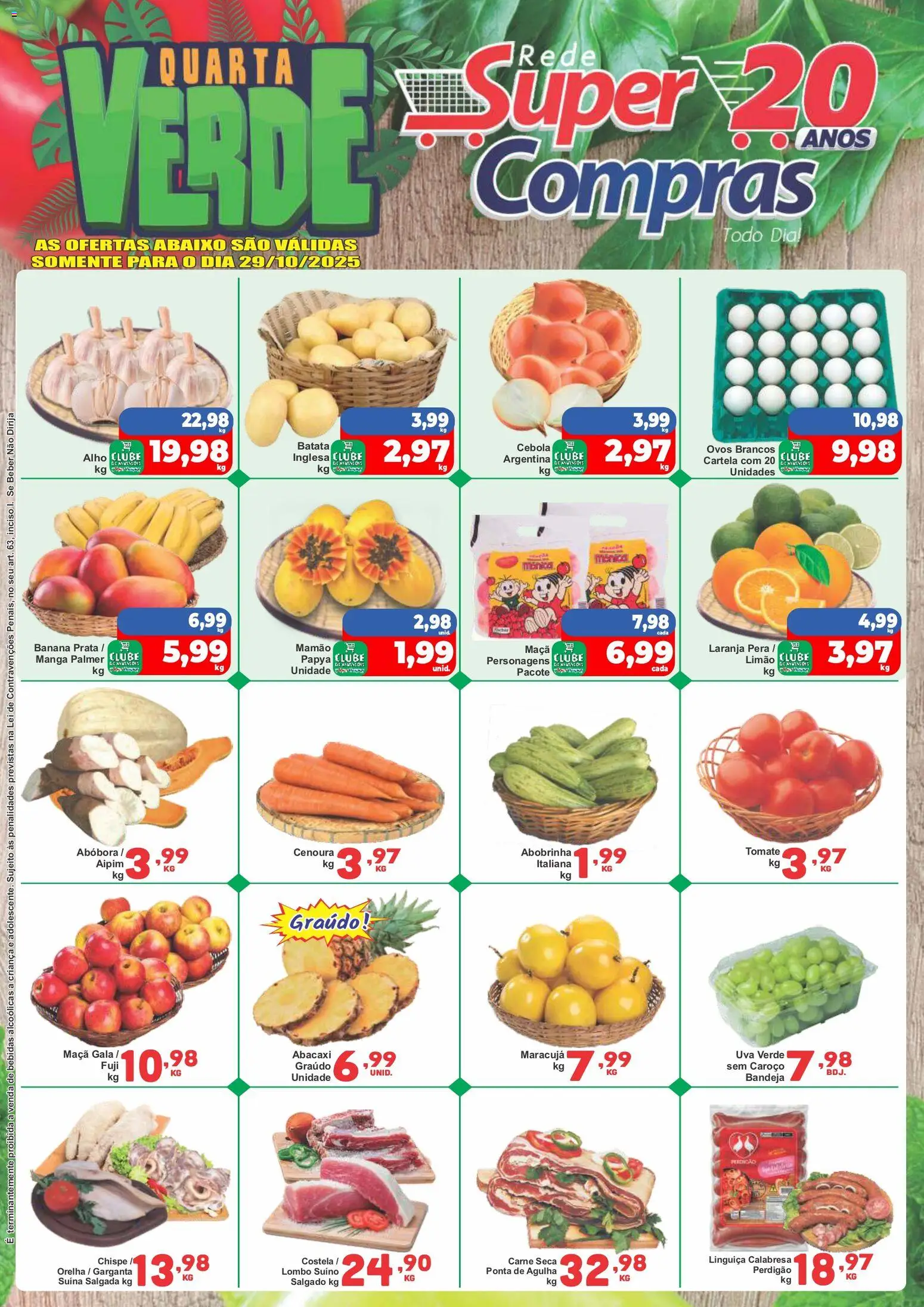Pré-Visualização do folheto "Ofertas do Dia" da loja Rede Super Compras válido a partir de 29/10/2025