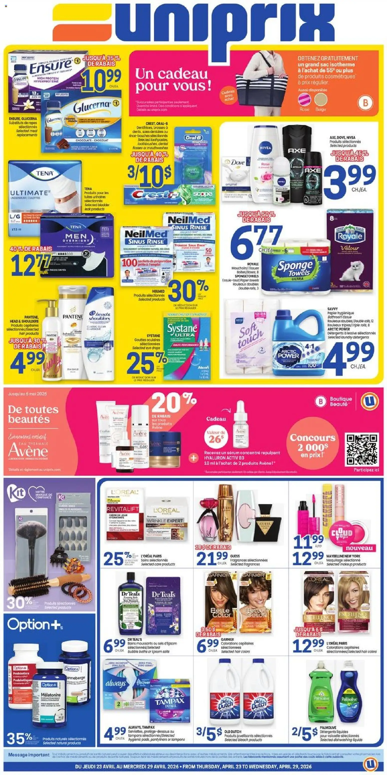 Preview of leaflet Uniprix weekly flyer / circulaire from shop Uniprix is valid from Apr 23, 2026