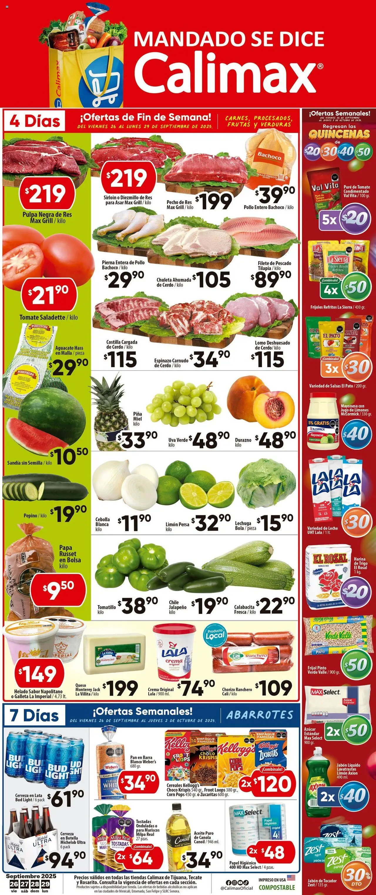 Folleto Tijuana Calimax y sus promociones válidas desde el 26/09/2025 - Número de página 1