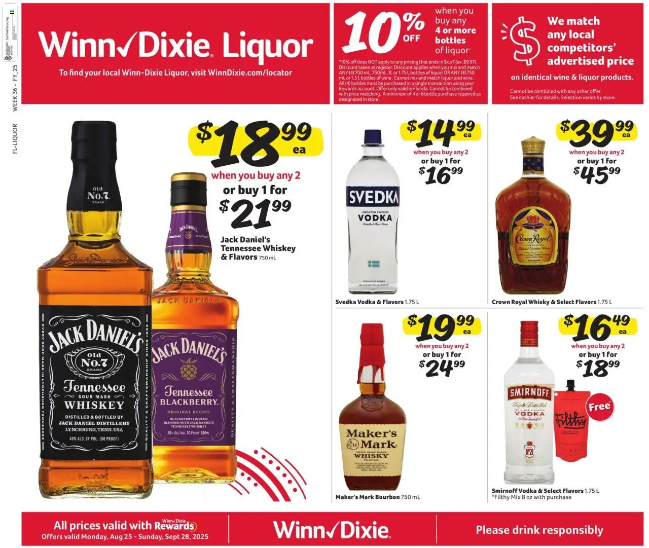 Winn Dixie Alcohol Flyer from 09/03/2025 - Flyer - Page number 1