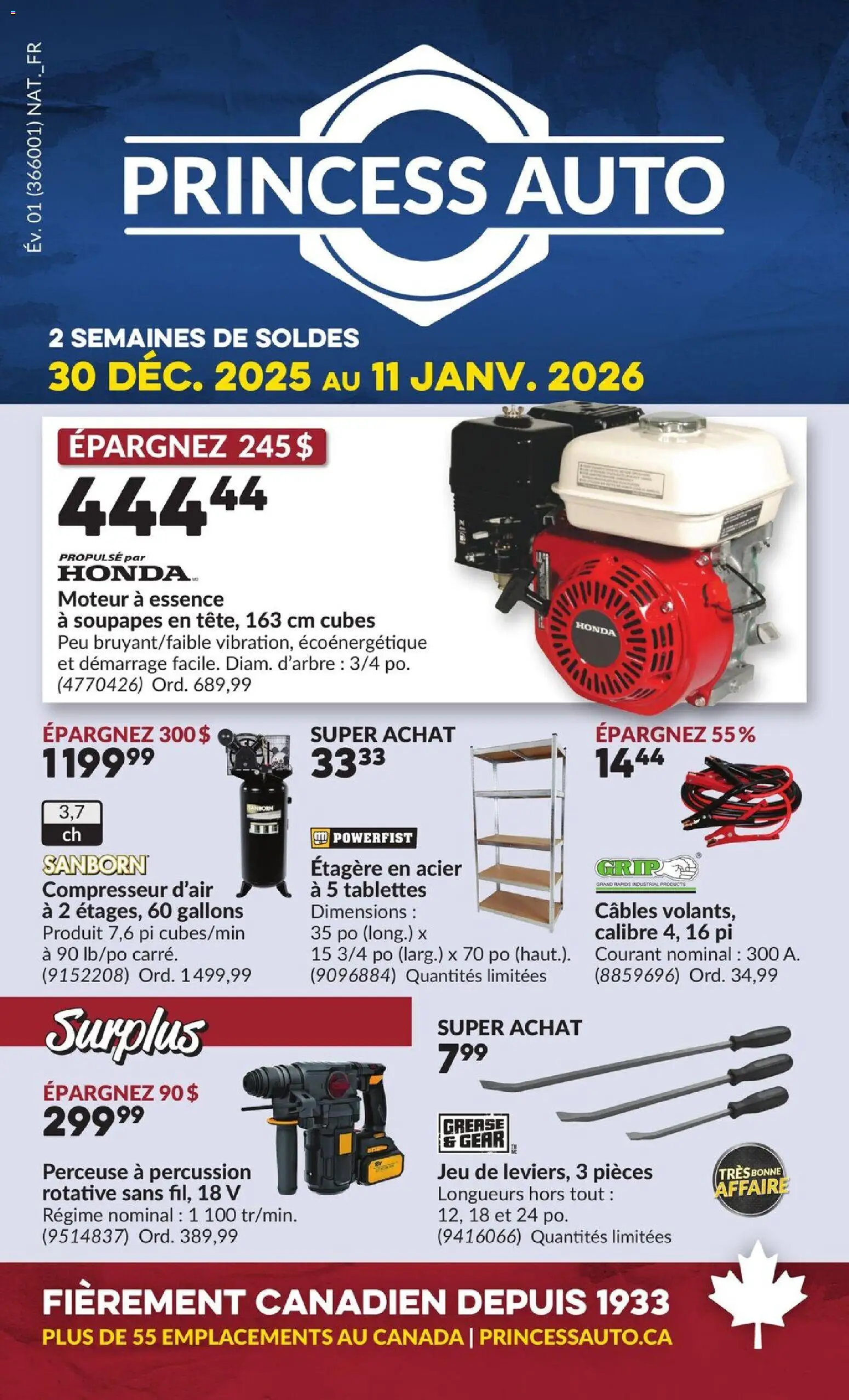 Preview of leaflet 2 Semaines de Soldes ! from shop Princess Auto is valid from Dec 30, 2025