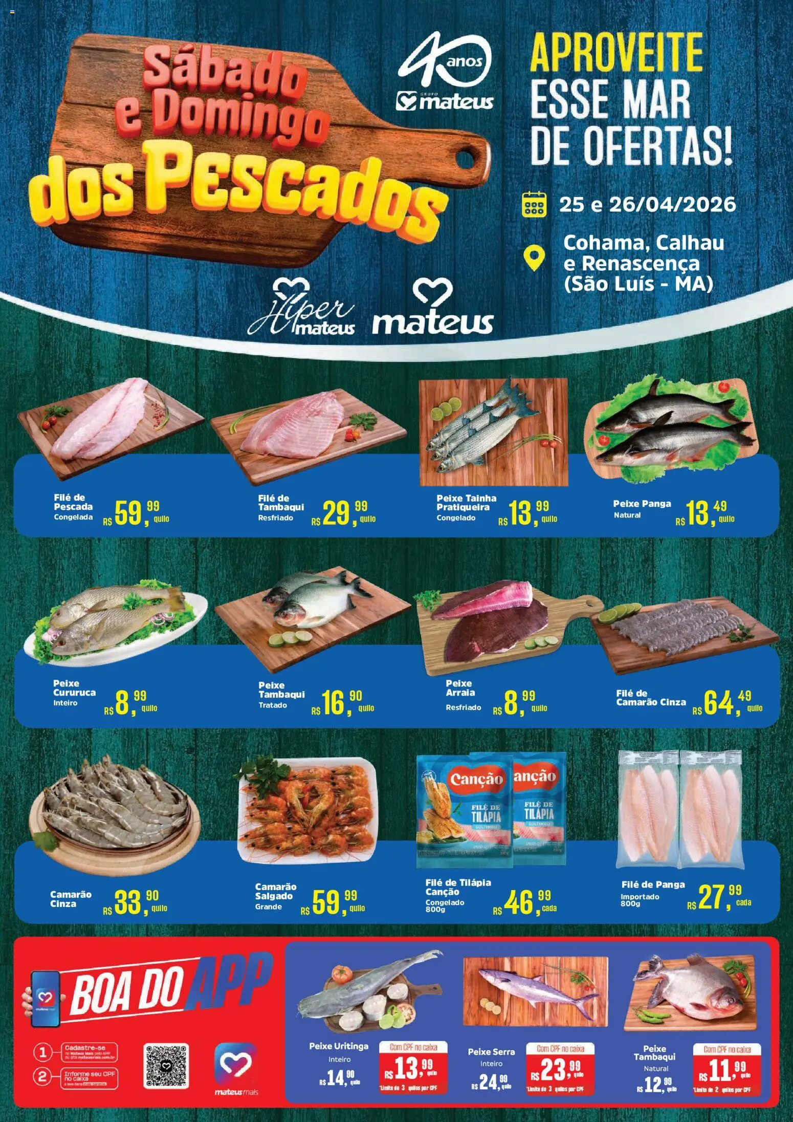 Pré-Visualização do folheto "Mateus ofertas Sabado e Domingo dos Pescado" da loja Mateus válido a partir de 25/04/2026