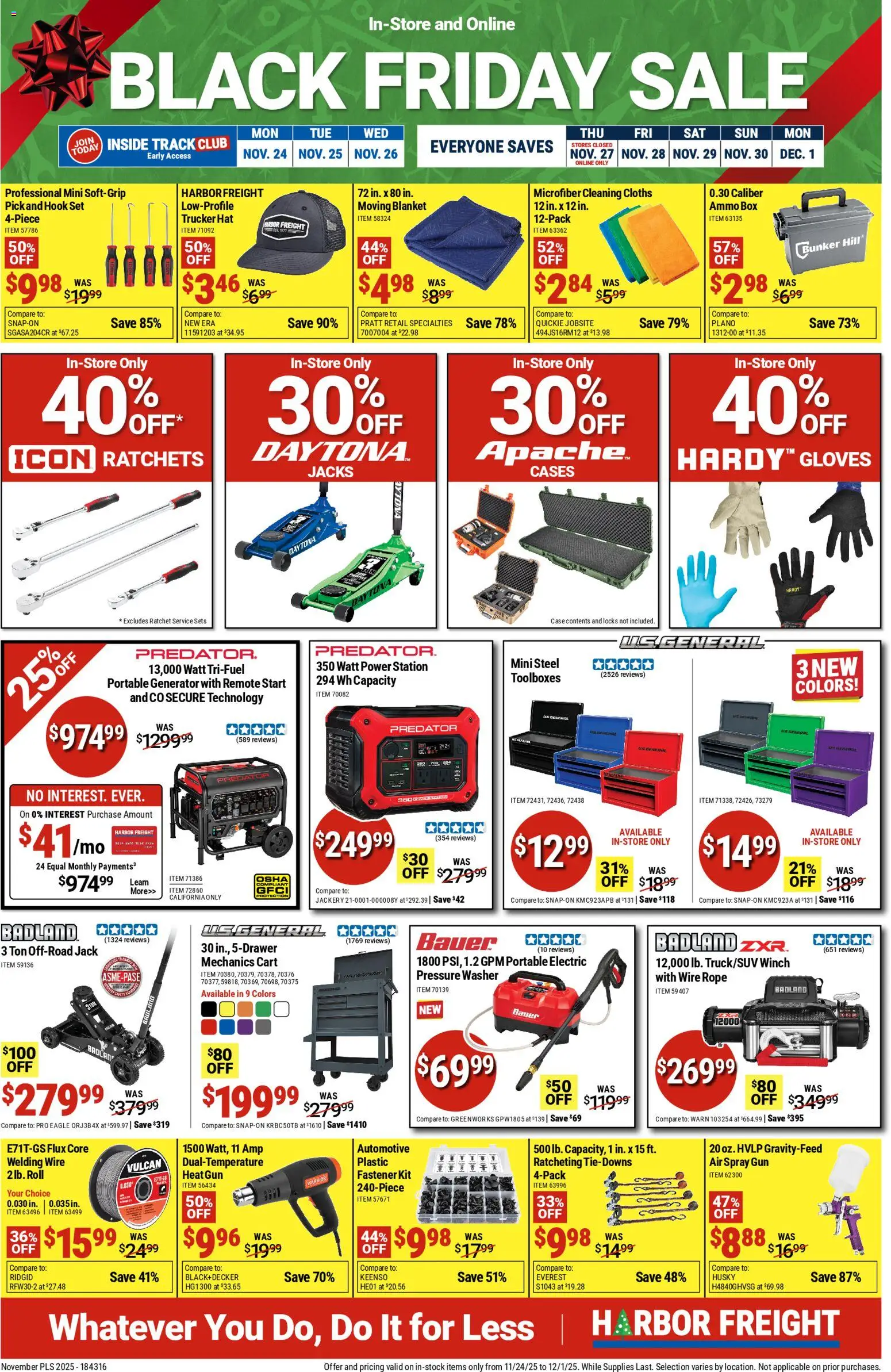 Ad Preview of Harbor Freight Black Friday from 11/24/2025