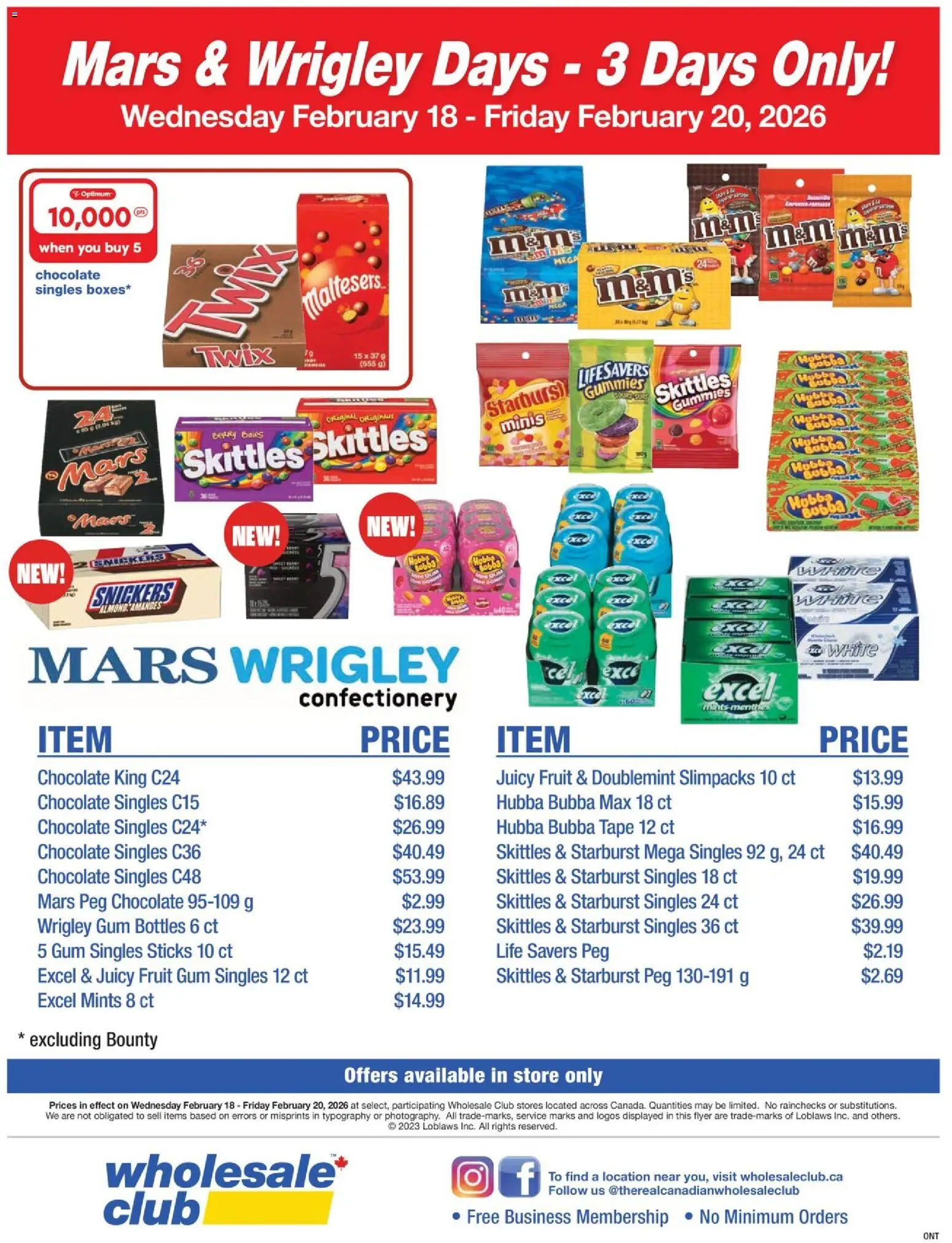 Preview of leaflet Mars & Wrigley Days from shop Wholesale Club is valid from Feb 18, 2026