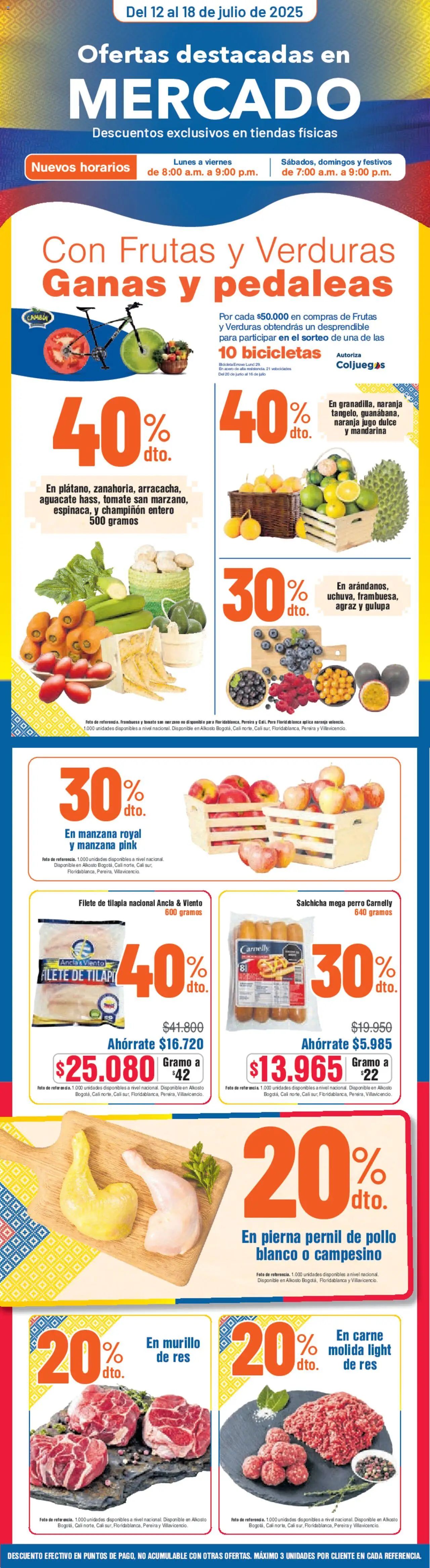 Alkosto Catálogo: 12/07/2025 - 18/07/2025 > Últimas Ofertas pagina numero 1 - Carne, Pollo, Carne molida, Salchicha, Verduras, Manzana, Tomate, Jugo
