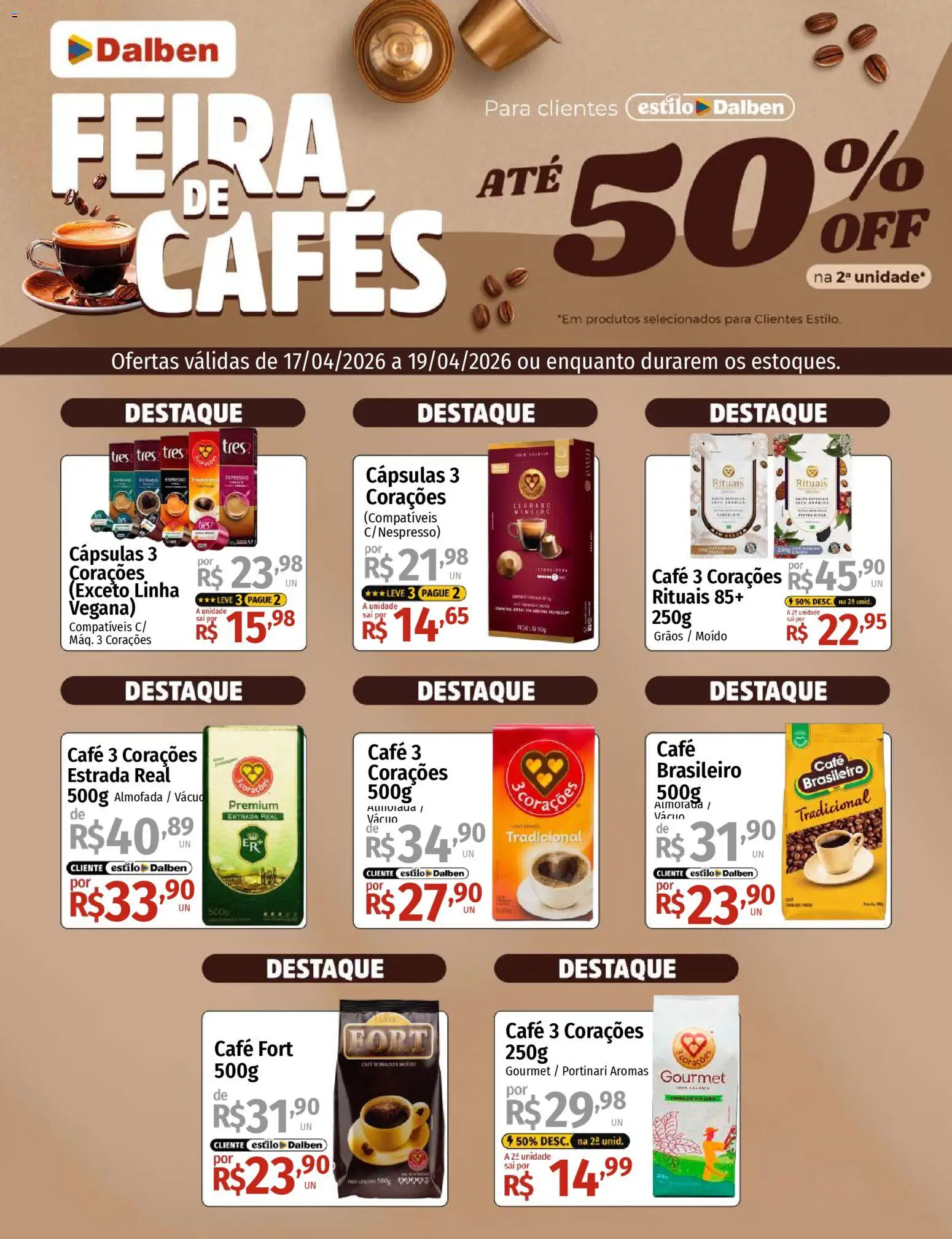 Pré-Visualização do folheto "Supermercado Dalben ofertas Feira de Cafés" da loja Supermercado Dalben válido a partir de 17/04/2026