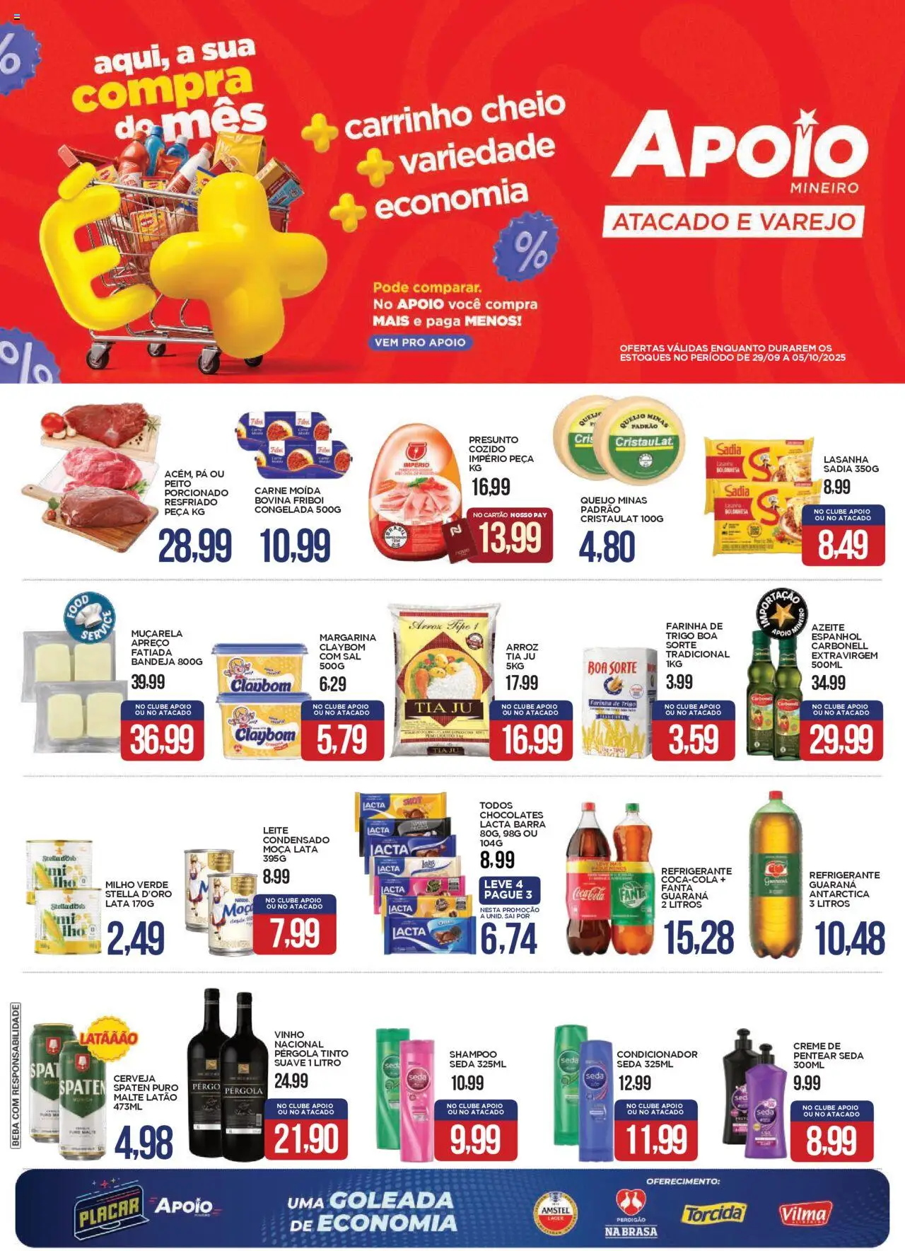 Pré-Visualização do folheto "Ofertas da semana" da loja Apoio Mineiro válido a partir de 29/09/2025 - Sal, Leite, Carrinho, Carne, Presunto, Farinha, Guaraná, Milho verde