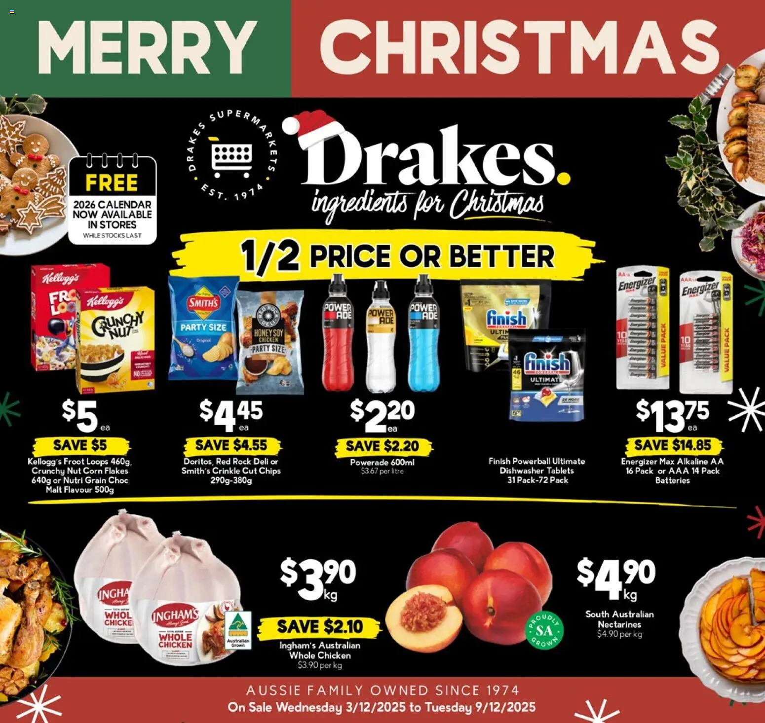 Preview of catalogue Catalogue from shop Drakes valid 03/12/2025 - Ingredients, Honey, Chicken, Flakes, Whole chicken, Batteries, Dishwasher, Tablets