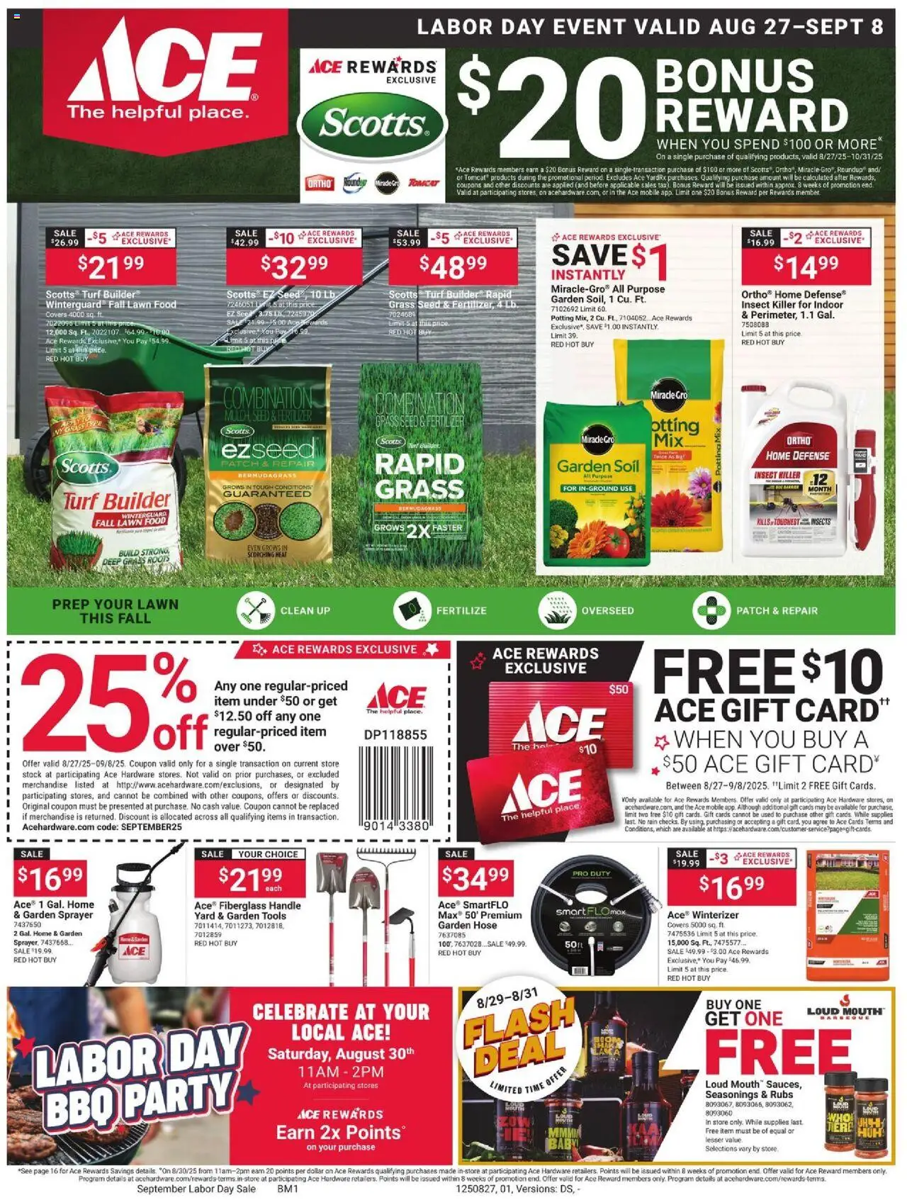 ACE Hardware Corporate Ad from 08/27/2025 - Flyer - Page number 1 - Tools, Fertilizer, Soil, Garden soil, Seasonings
