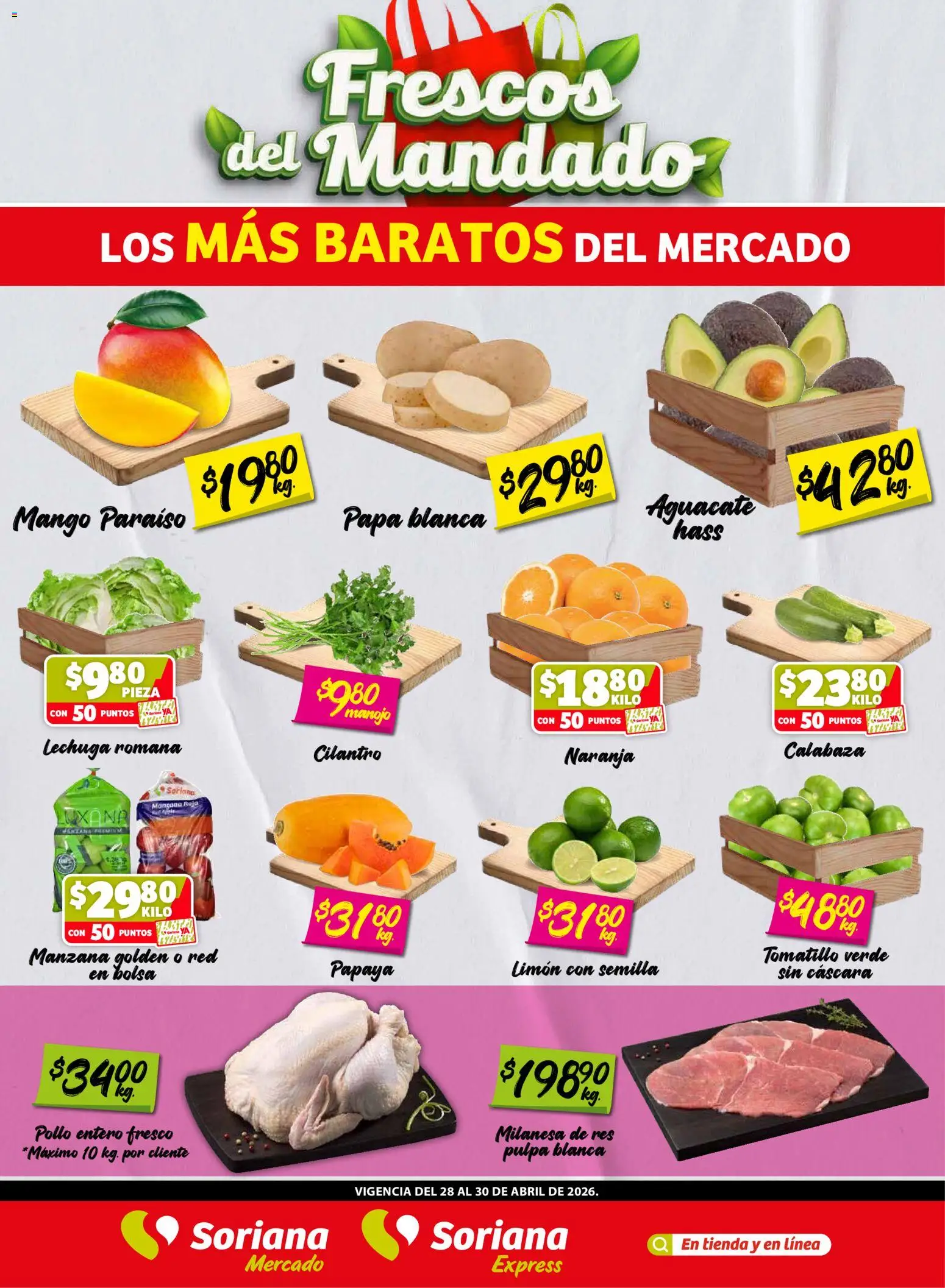 Vista previa las ofertas de la tienda Soriana - Soriana Frescos del Mandado Mercado: BC Sur, Sonora y Sinaloa desde el 28/04/2026 
