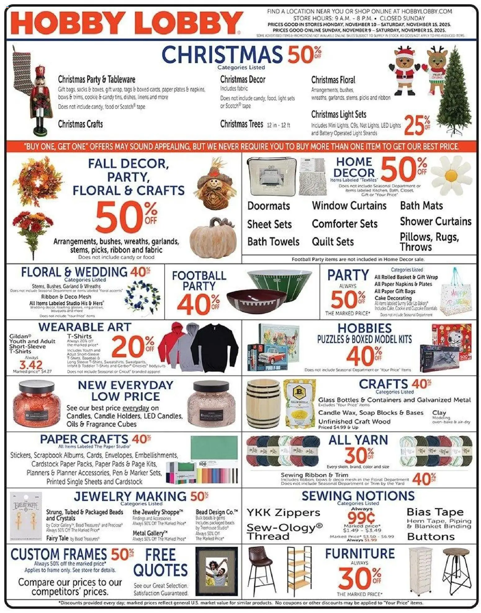 Ad Preview of Hobby Lobby Weekly Ad from 11/09/2025