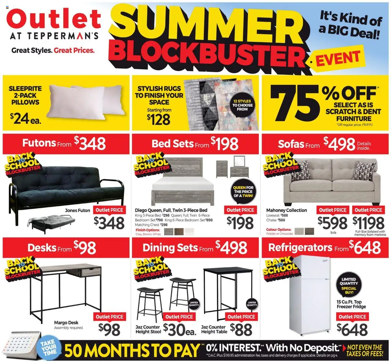 Tepperman's flyer valid from Aug 07, 2025 - page number 1 - Mattress, Chocolate, Sofas, Sofa, Bed, Freezer, Foam, Table