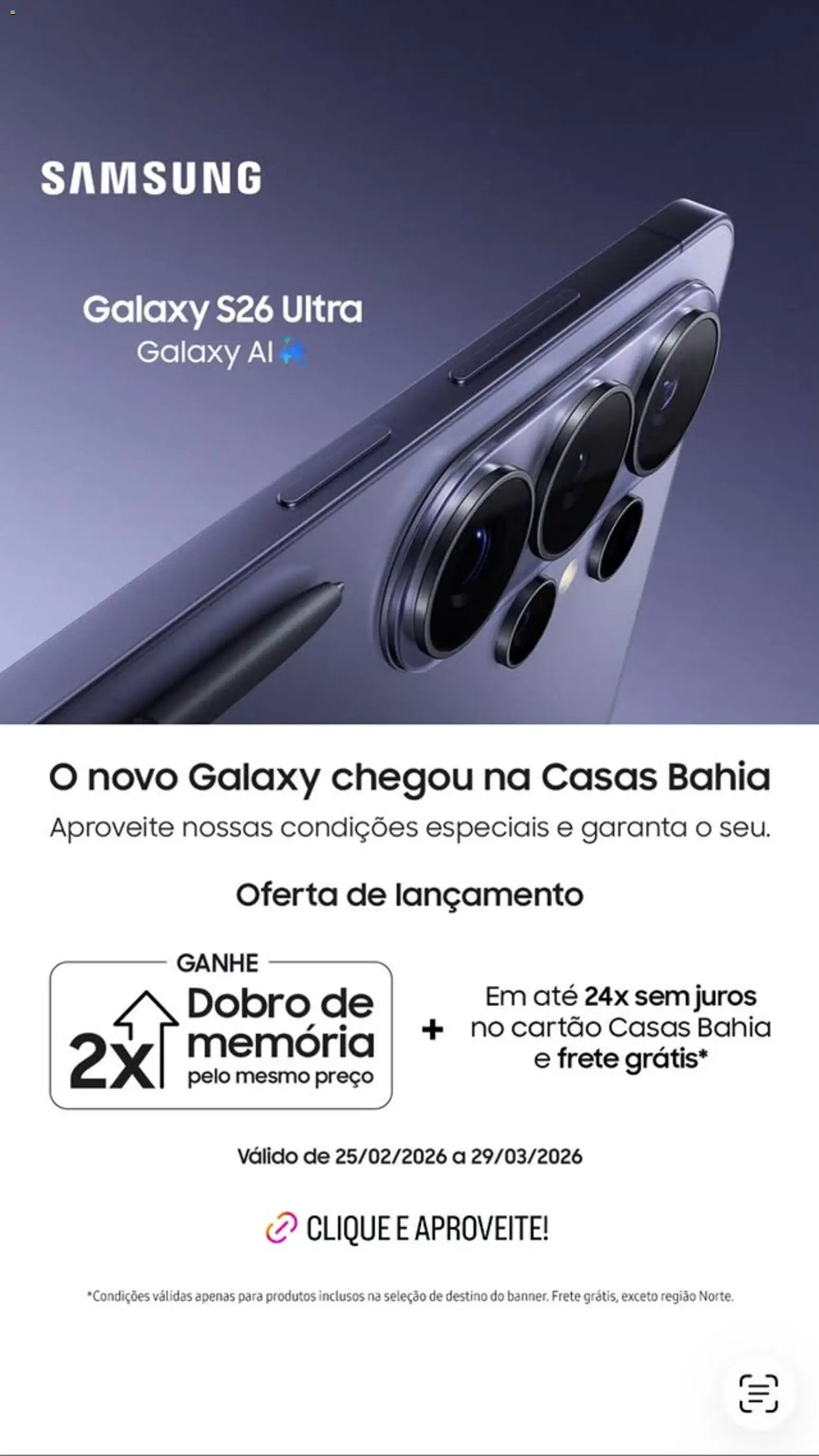 Pré-Visualização do folheto "Casas Bahia ofertas" da loja Casas Bahia válido a partir de 05/03/2026