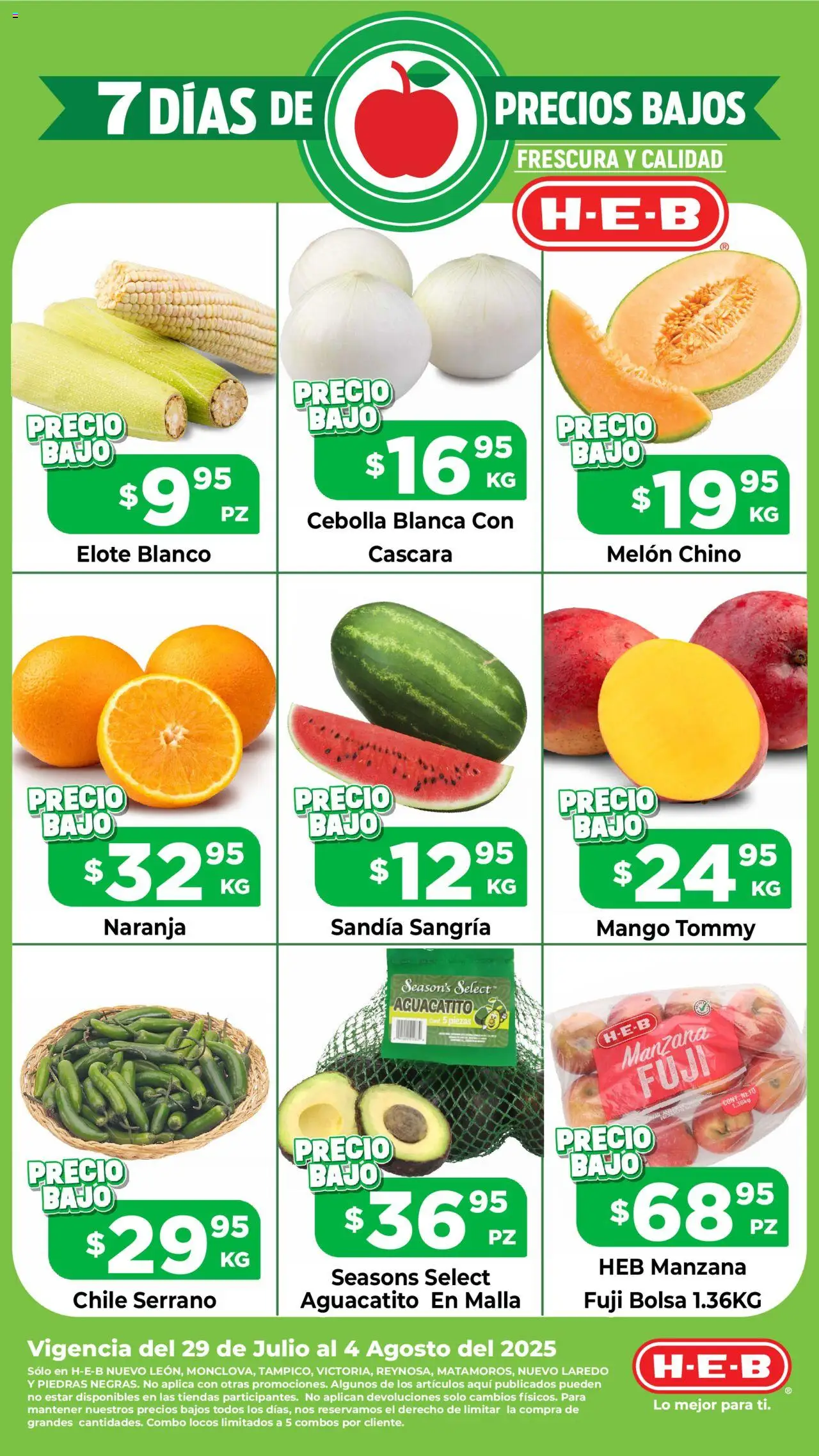Folleto Precio Bajo H-E-B y sus promociones válidas desde el 29/07/2025 - Número de página 1
