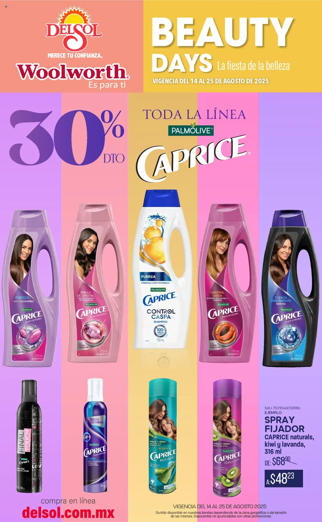 Catálogo La Fiesta de la Belleza - Pasillo Colgate Agosto Del Sol y Woolworth y sus promociones válidas desde el 14/08/2025 - Número de página 1