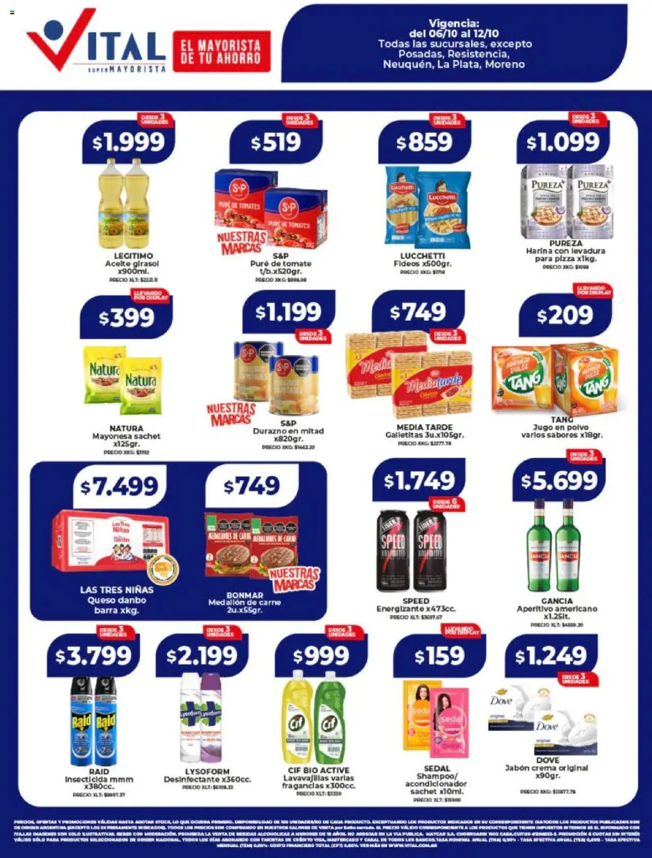 Vista previa del folleto de la tienda Vital válido desde el 06/10/2025 - Pizza, Aceite, Durazno, Crema, Jabón, Insecticida, Puré, Desinfectante