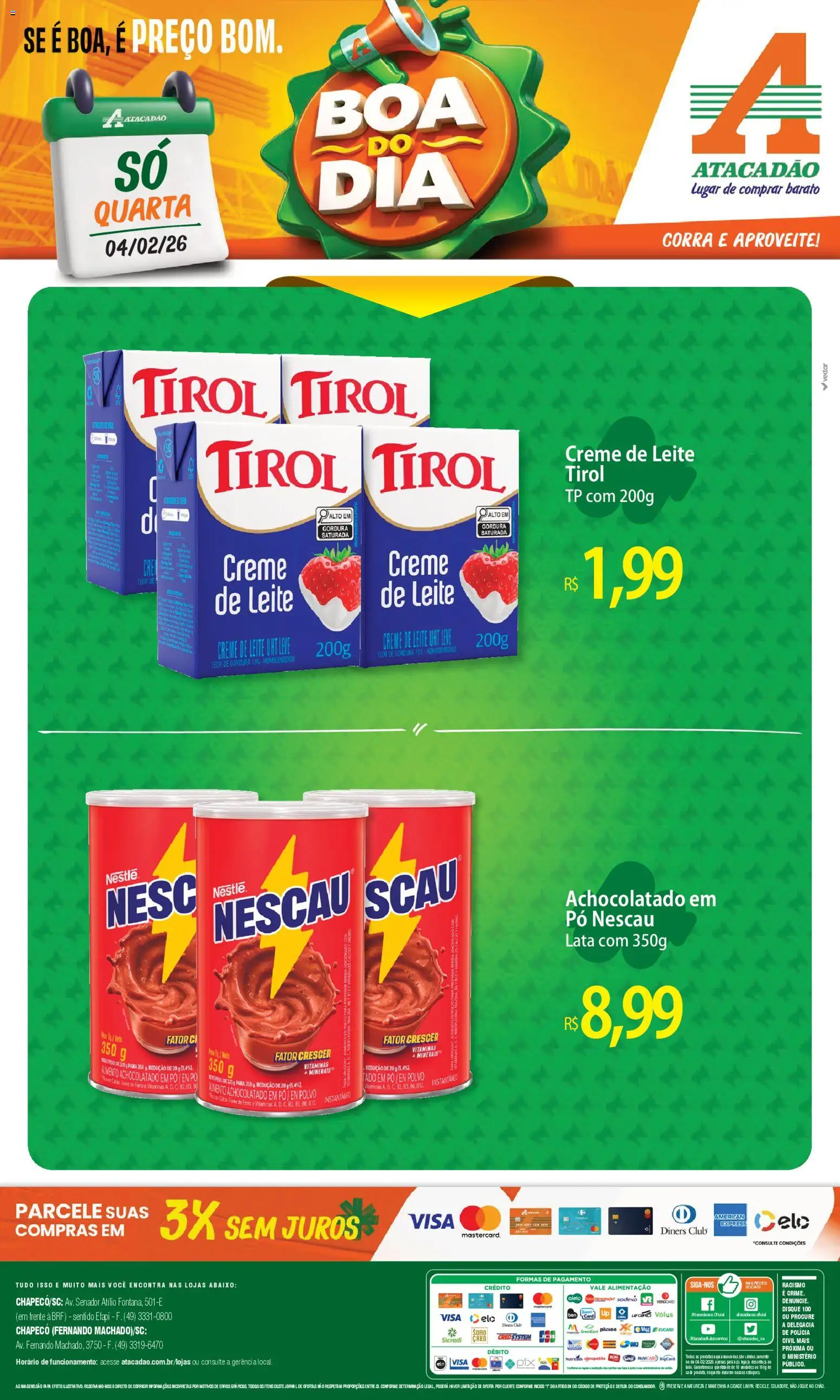 Pré-Visualização do folheto "Ofertas - SC" da loja Atacadão válido a partir de 04/02/2026