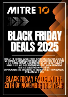 Preview of catalogue Black Friday Notice from shop Mitre 10 valid 12 Nov 2025