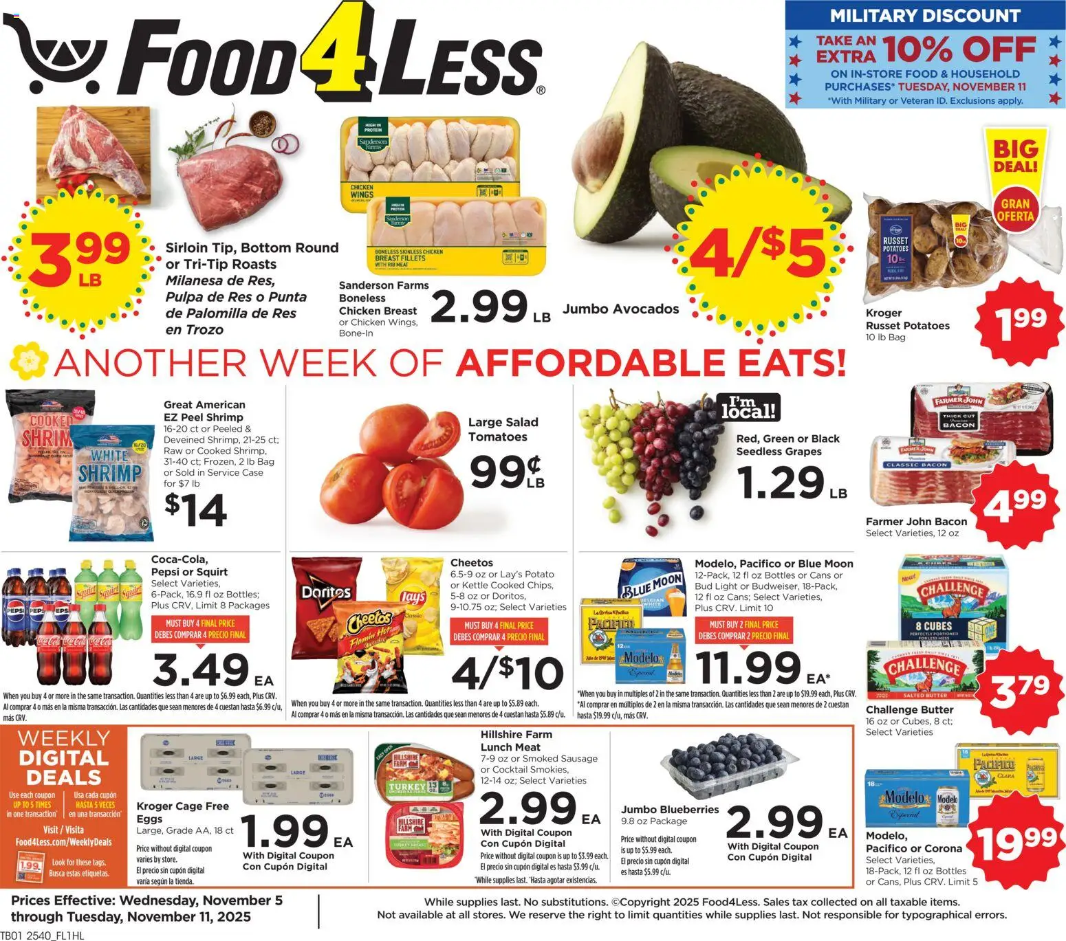 Ad Preview of Food 4 Less Weekly Ad from 11/05/2025