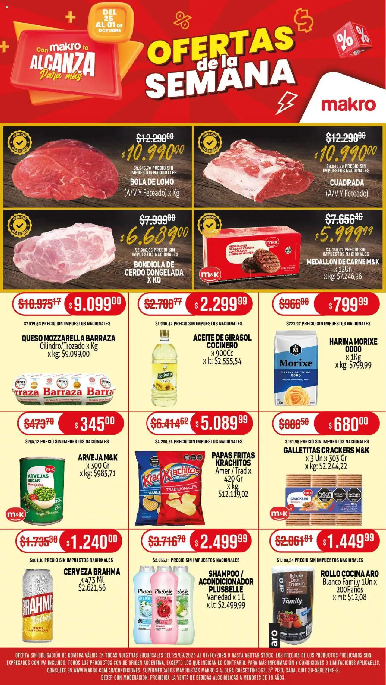 Vista previa del folleto de la tienda Makro válido desde el 25/09/2025 - Cocina, Cerveza, Shampoo, Aceite, Lomo, Harina, Acondicionador, Aceite de girasol