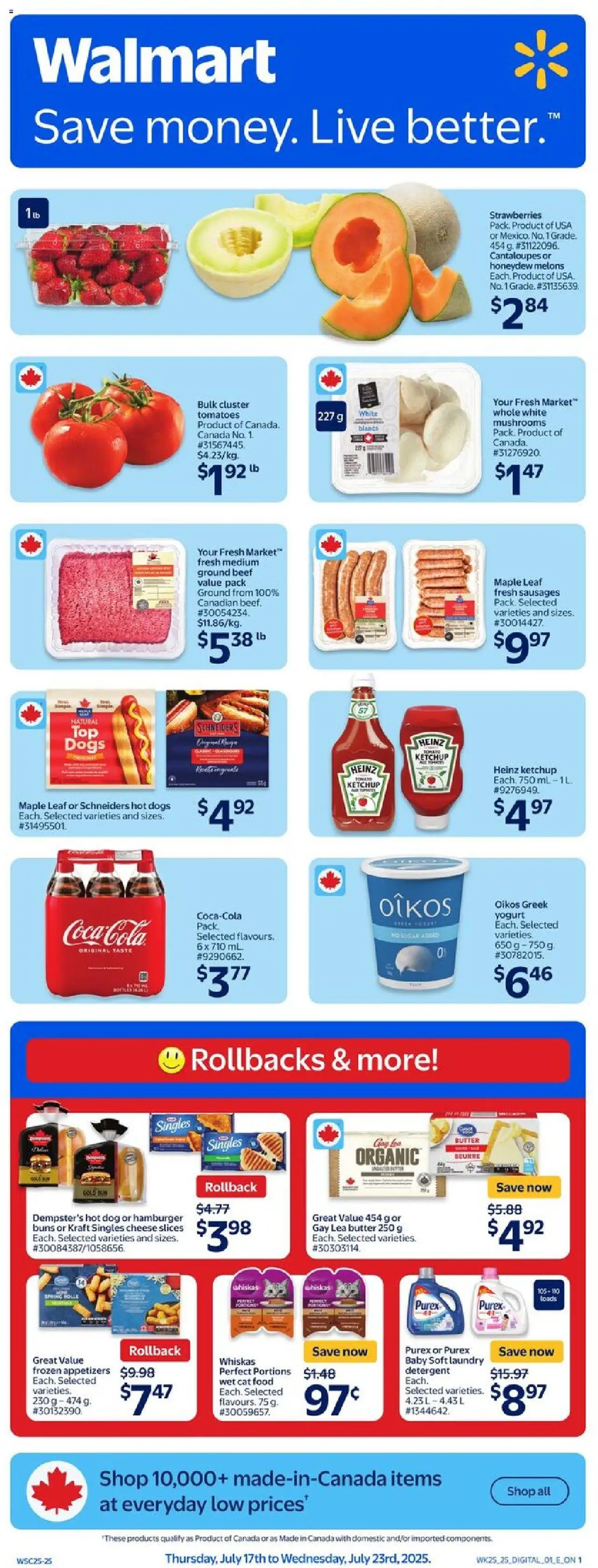Walmart flyer valid from Jul 17, 2025 - page number 1