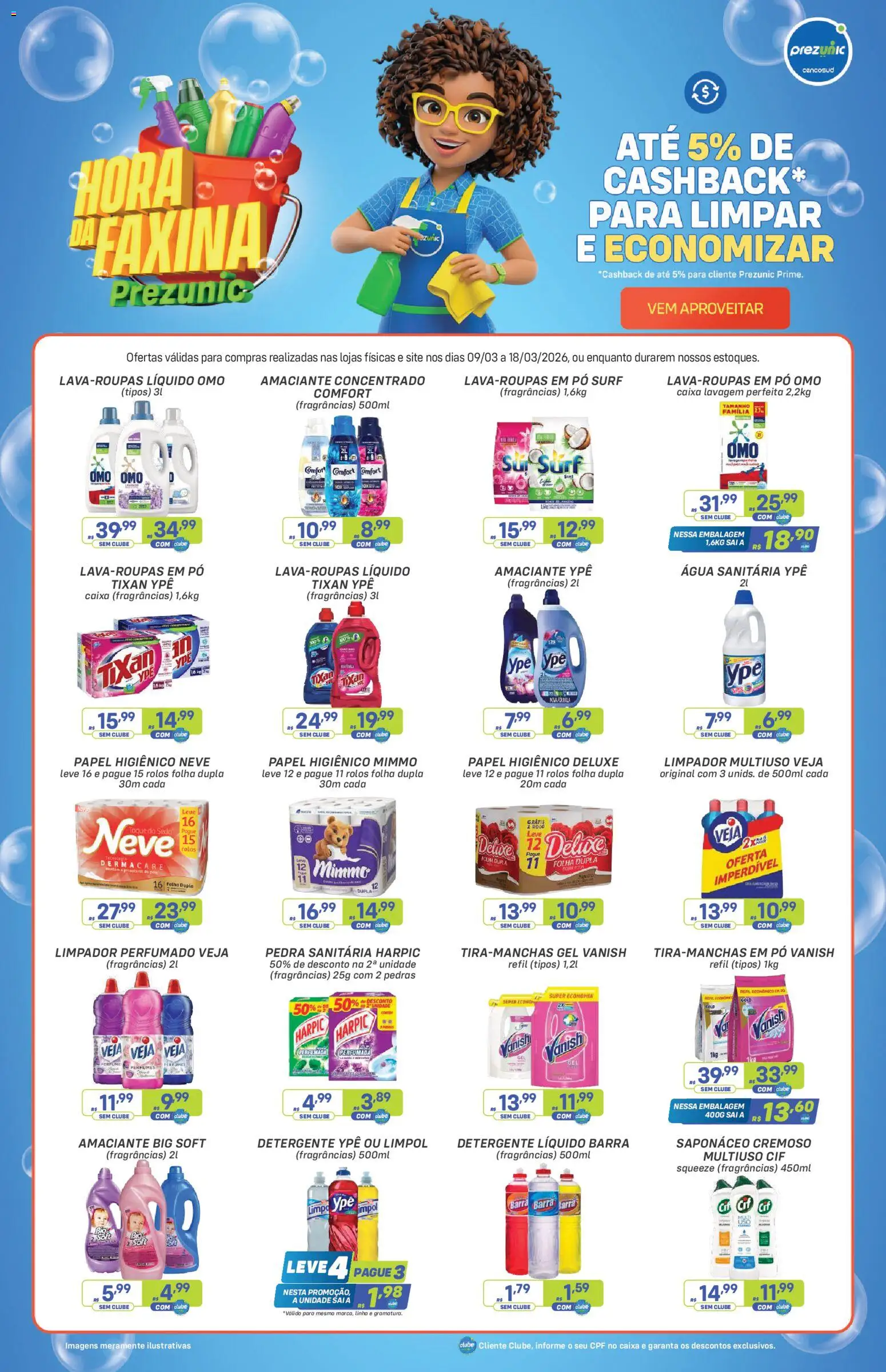 Pré-Visualização do folheto "Prezunic ofertas Hora da Faxina" da loja Prezunic válido a partir de 09/03/2026