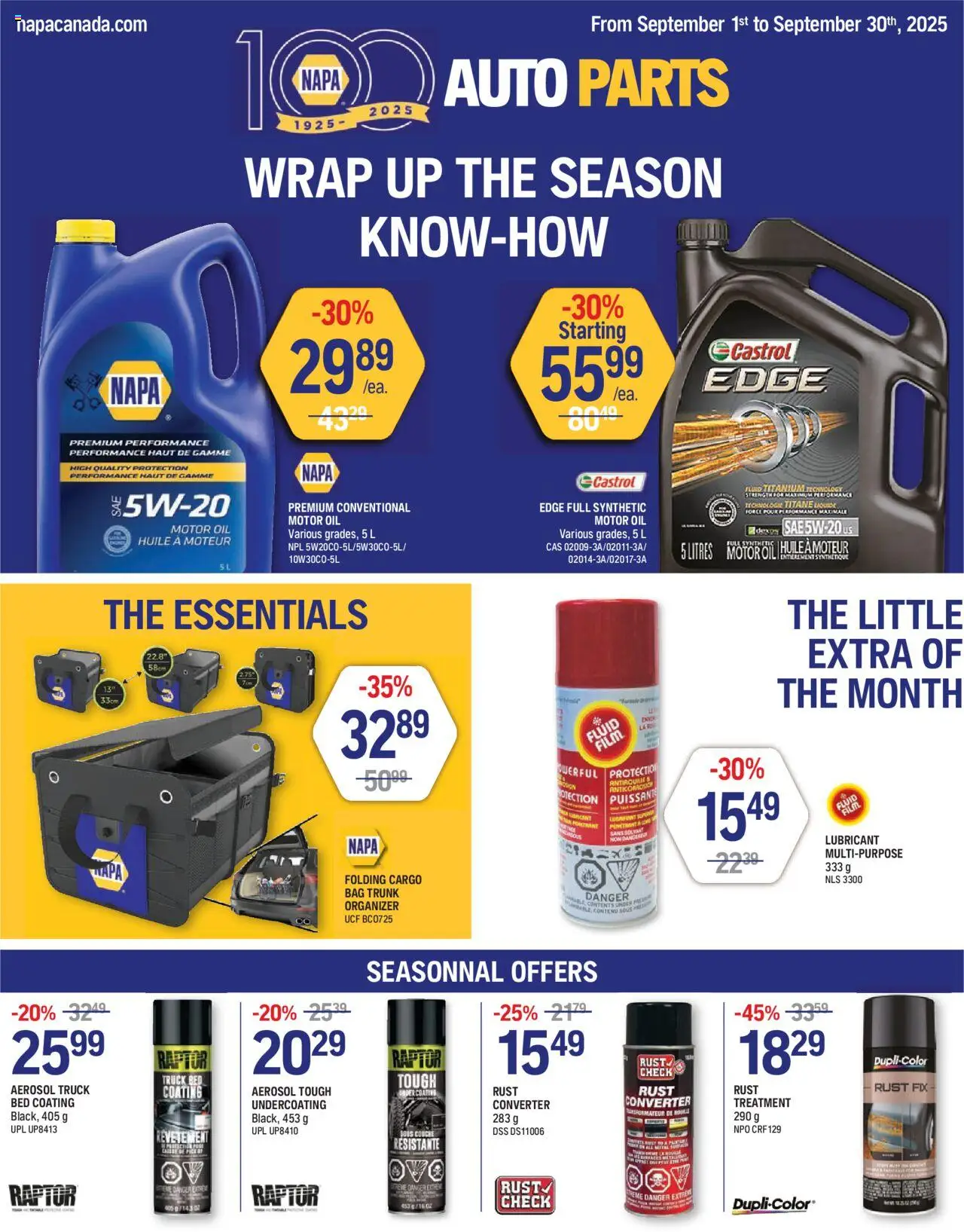 NAPA Auto Parts flyer valid from Sep 01, 2025 - page number 1