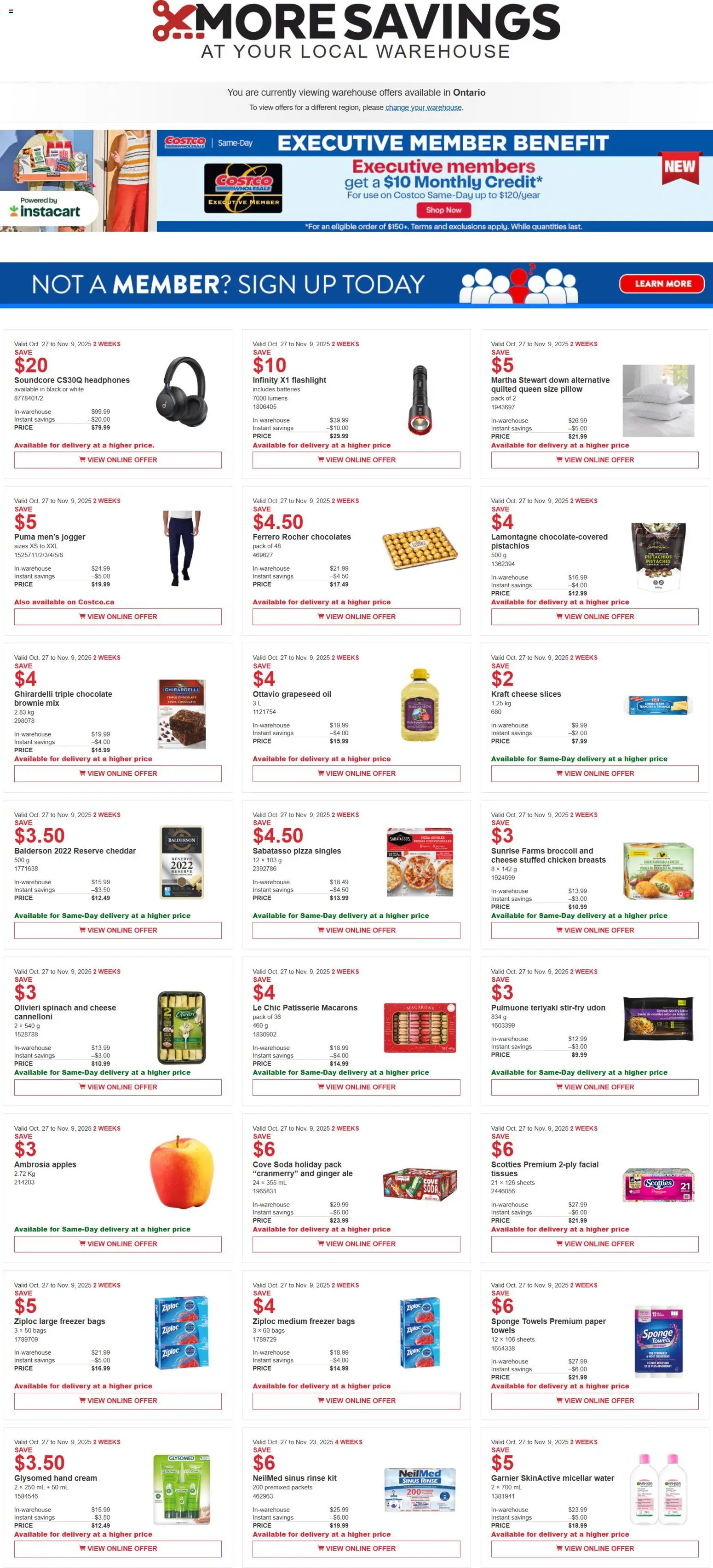 Costco flyer valid from Oct 27, 2025 - page number 1
