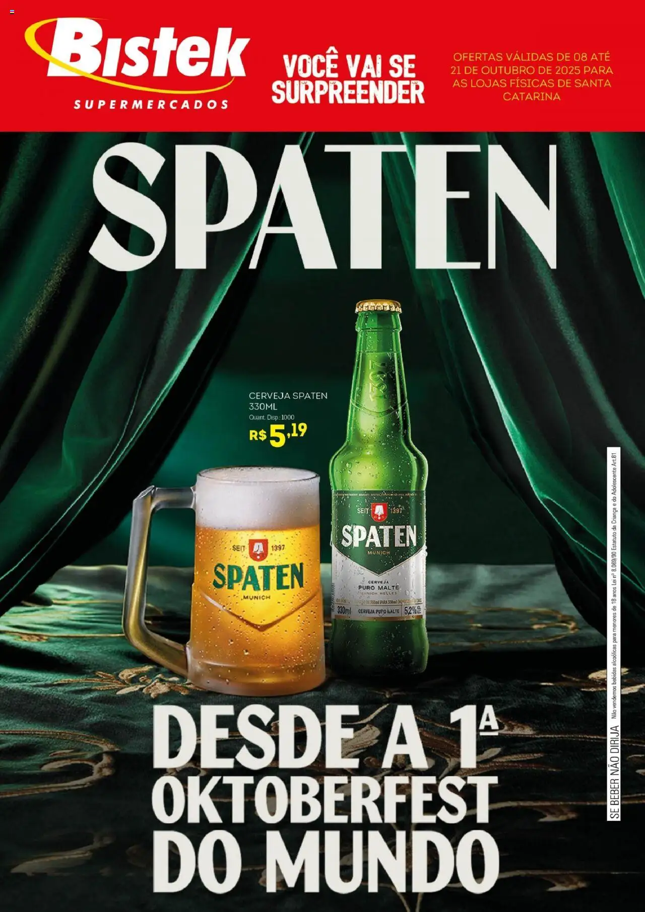 Bistek Supermercados folheto "Ofertas Ambev" válido a partir de 08/10/2025 - número de página 1