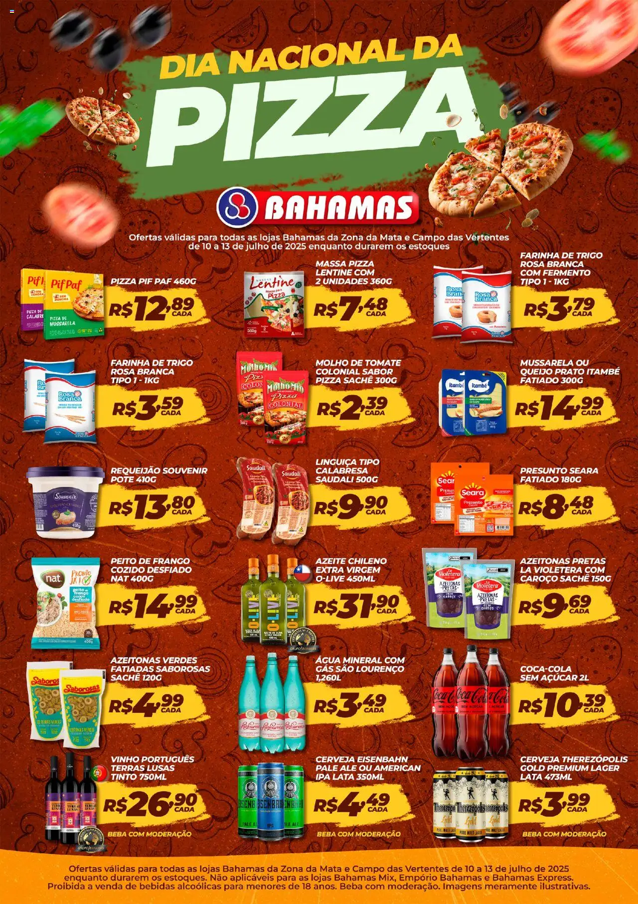 Bahamas Supermercados folheto "Ofertas Dia da Pizza" válido a partir de 10/07/2025 - número de página 1