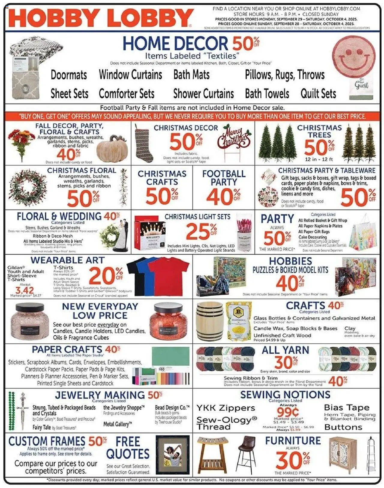 Hobby Lobby Weekly ad from 09/28/2025 - Sales ad this week - Page number 1